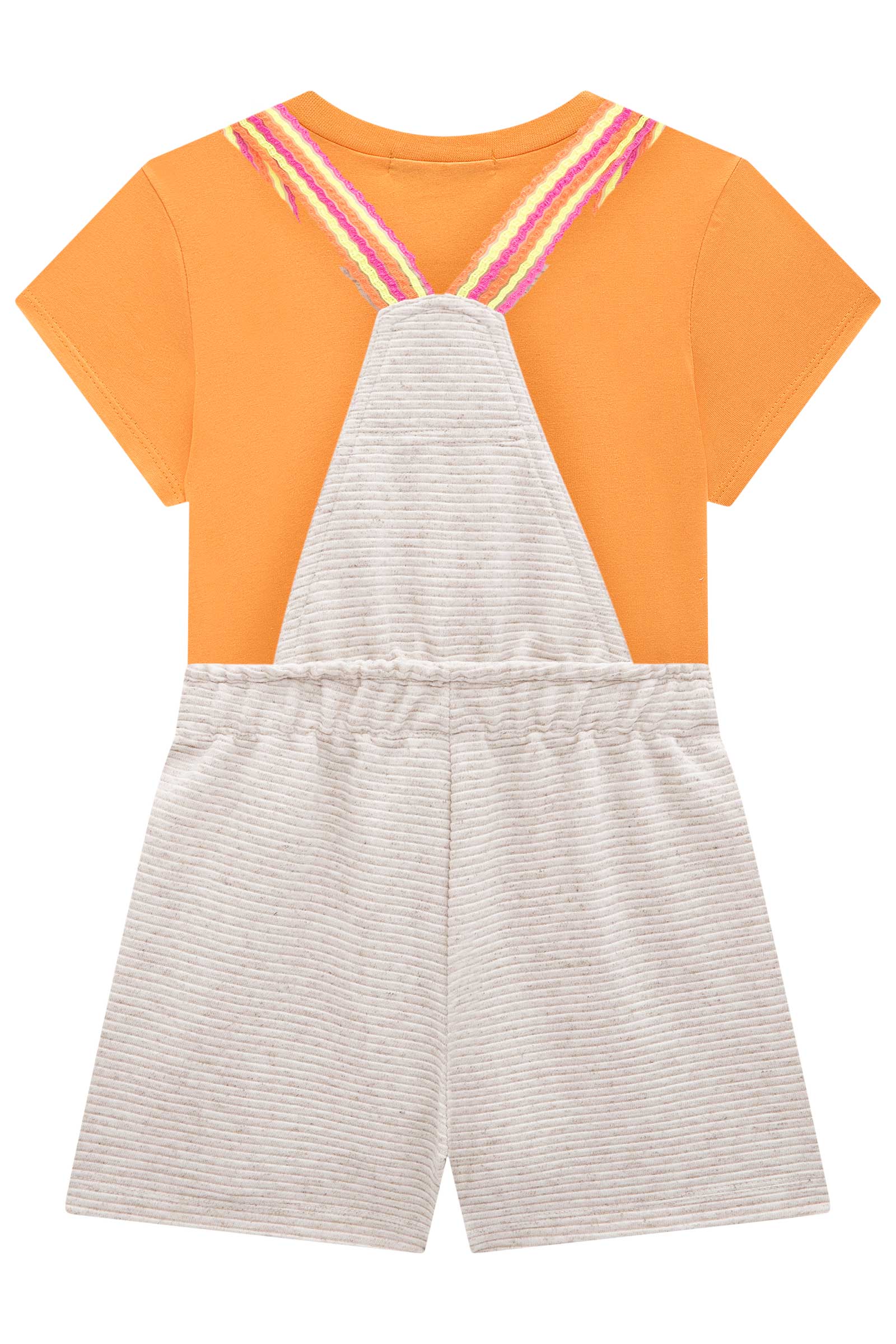 Jardineira Infantil Kukie Verão Laranja com Blusa