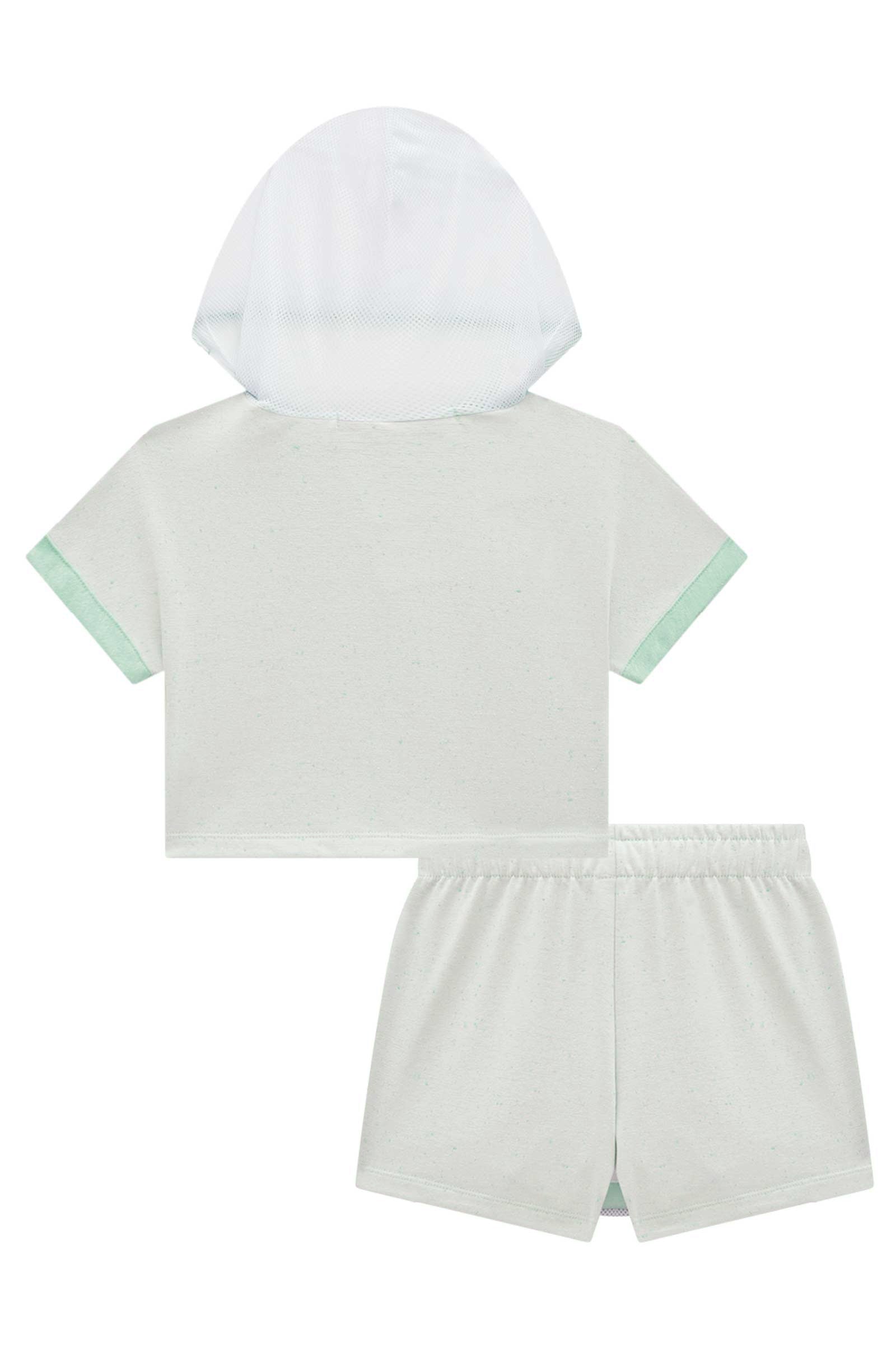 Conjunto Infantil Kukie Verão Shorts Saia e Blusa Boxy Verde Happy