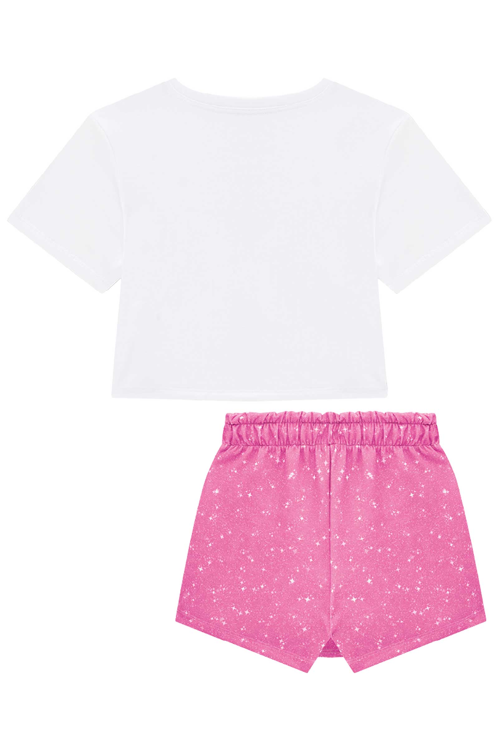Conjunto Infantil Kukie Verão Shorts Saia e Blusa Flamingo
