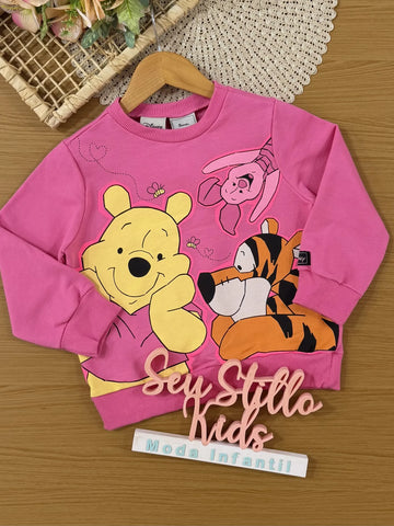 Moletom Infantil Bimbi Inverno sem Flanela Rosa Ursinho Pooh