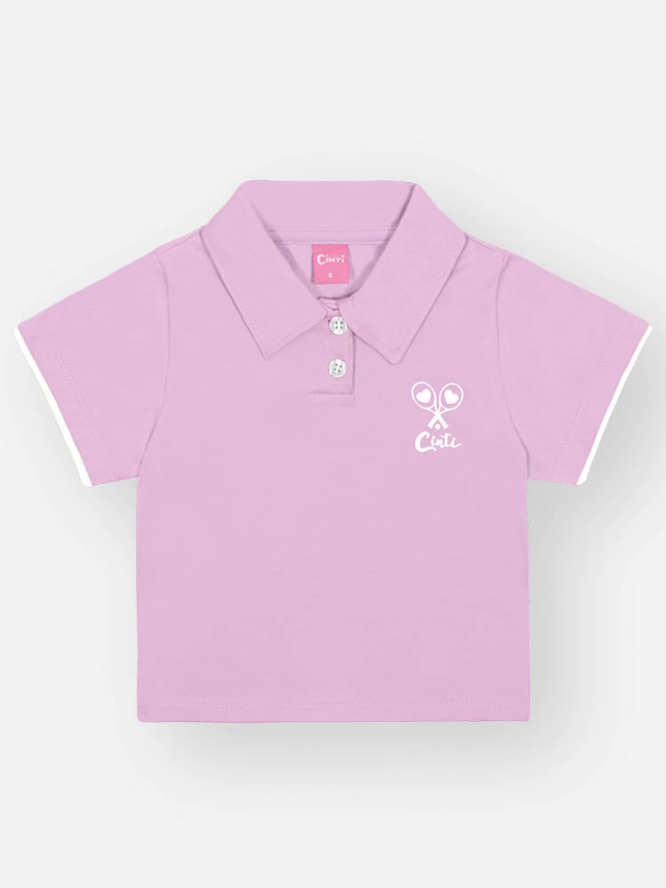 Conjunto Infantil Cinti Verão com Shorts Saia e Blusa Lilás Tênista