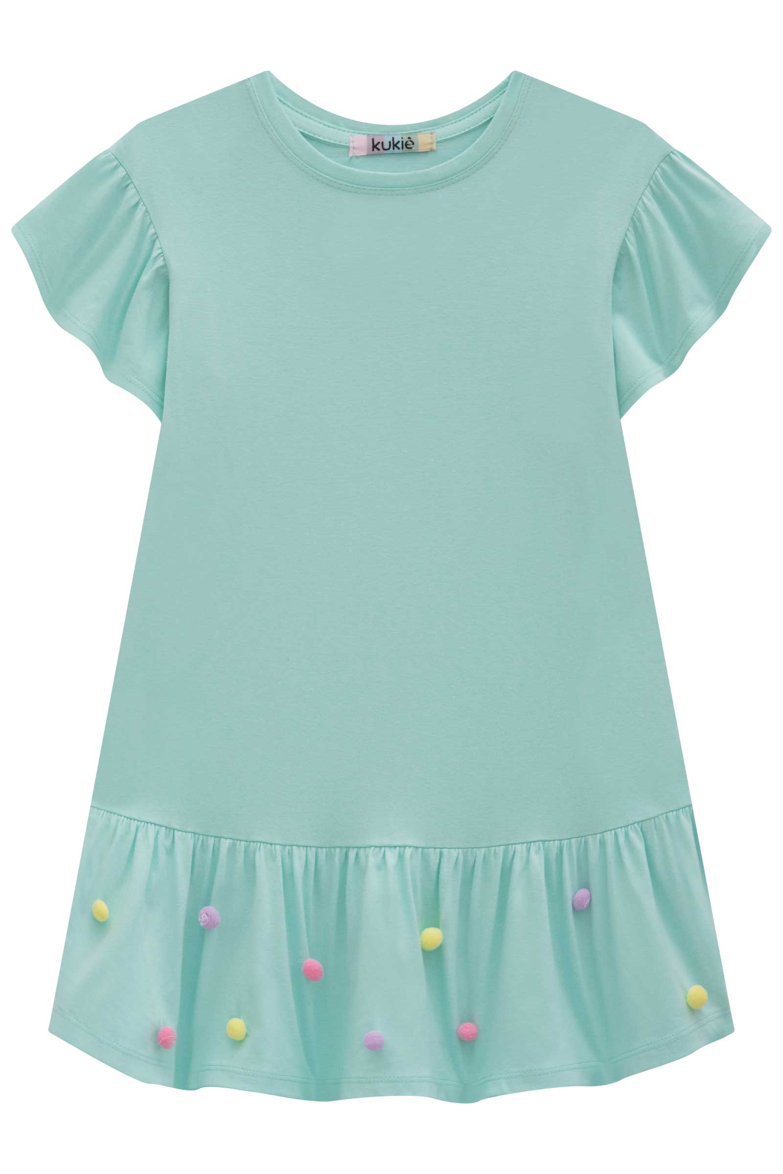Vestido Infantil Kukie Verão Verde com Colete Colorido