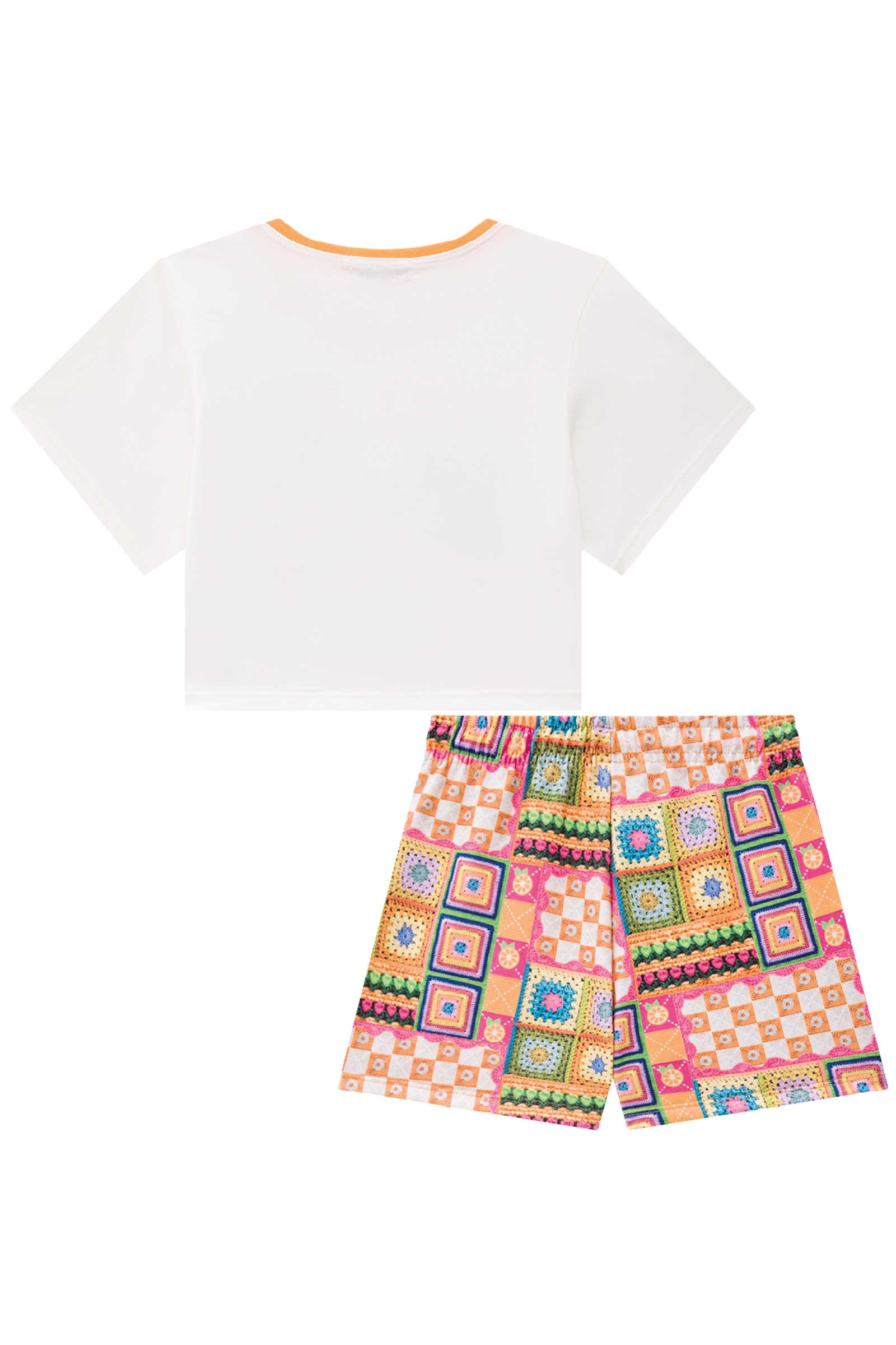 Conjunto Infantil Kukie Verão Shorts Blusa Ursinho Patchwork