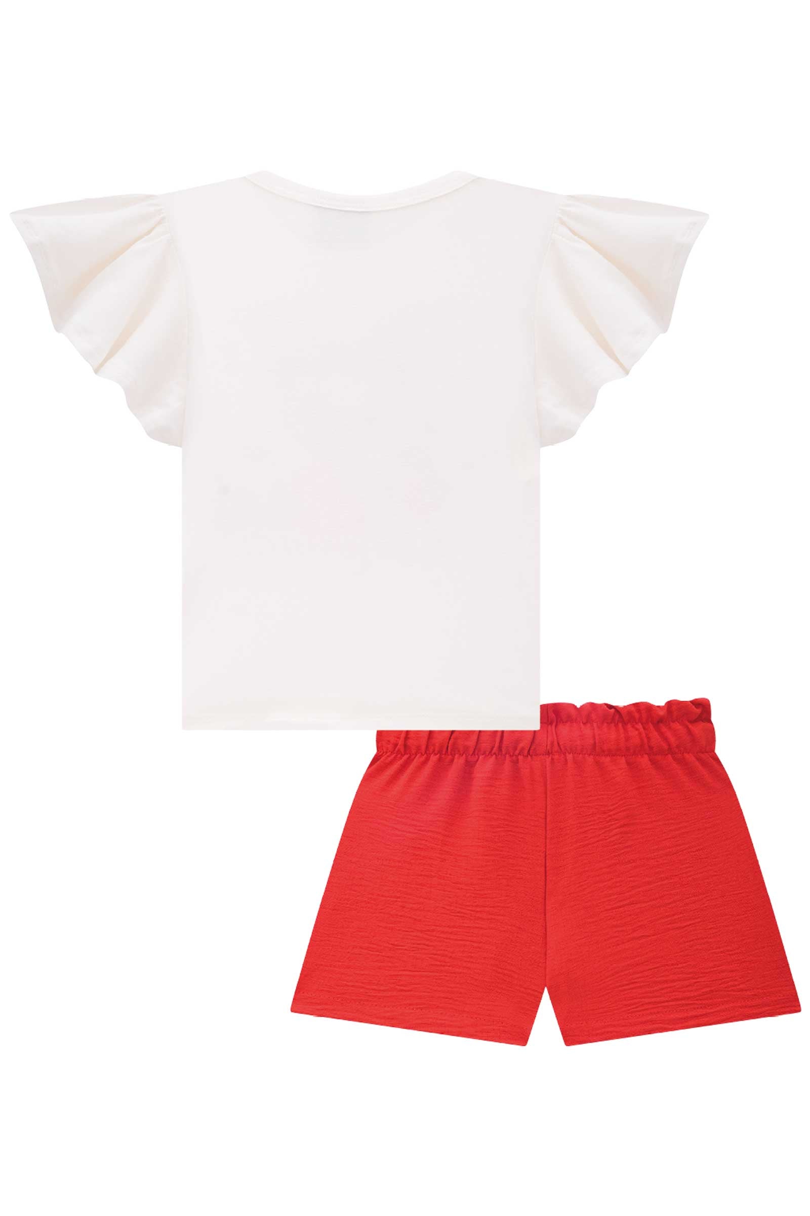 Conjunto Infantil Kukie Verão Shorts e Blusa Ursinha Morango