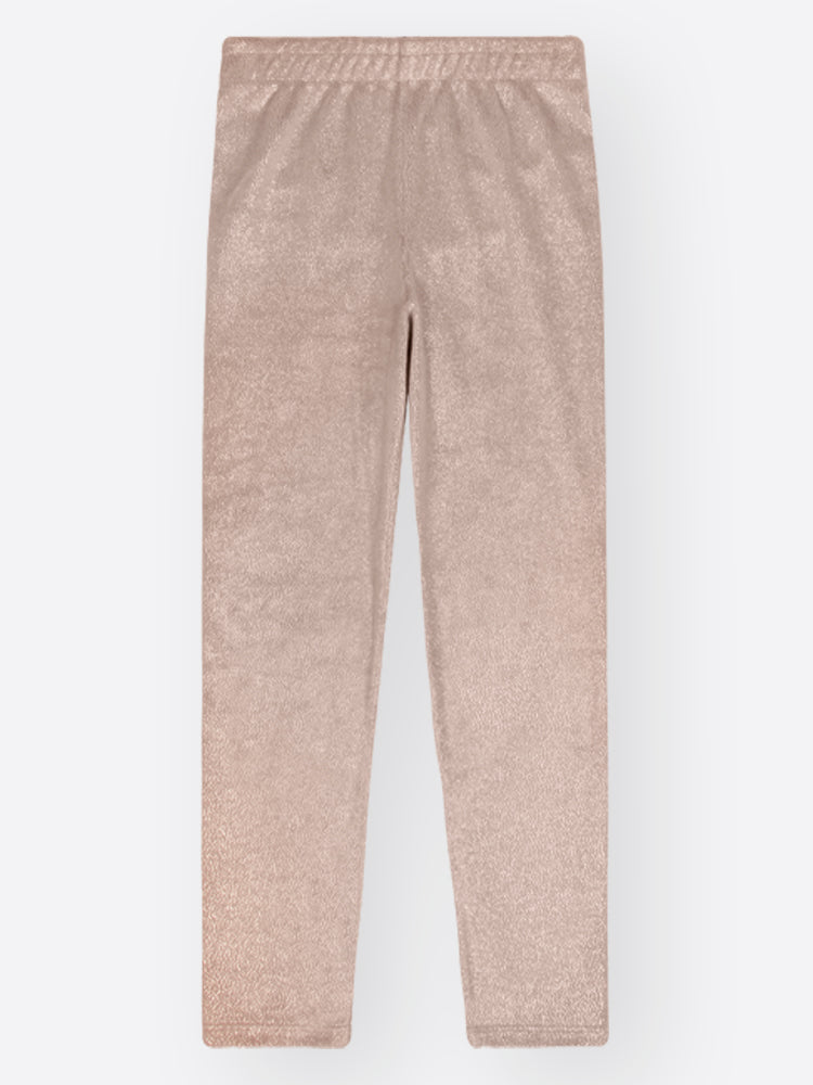 Conjunto Infantil Cinti Inverno com Calça Legging Bege e Moletom Flanelado Ursinha Lacinho