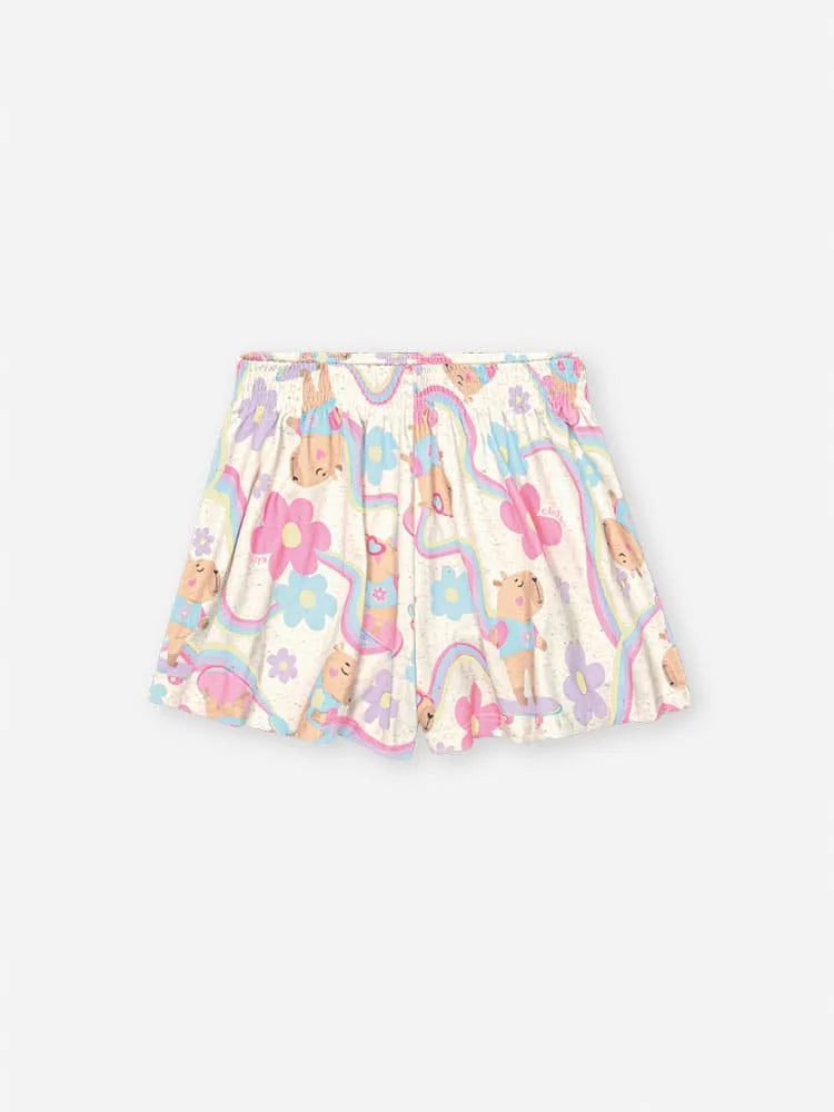 Conjunto Infantil Menina Cinti com Shorts e Blusa Capivarinha Floral