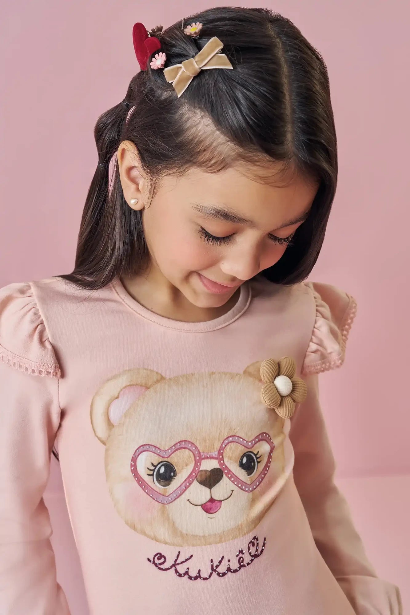 Conjunto Infantil Kukiê Inverno com Shorts e Blusa Manga Longa Ursinha