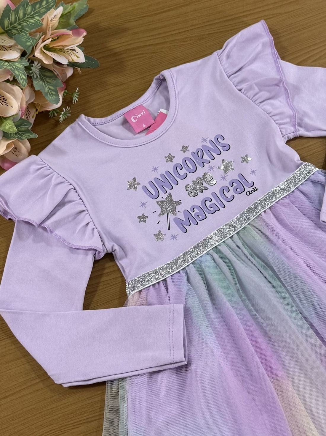 Vestido Infantil Cinti Inverno Lilás Com Tule Colors