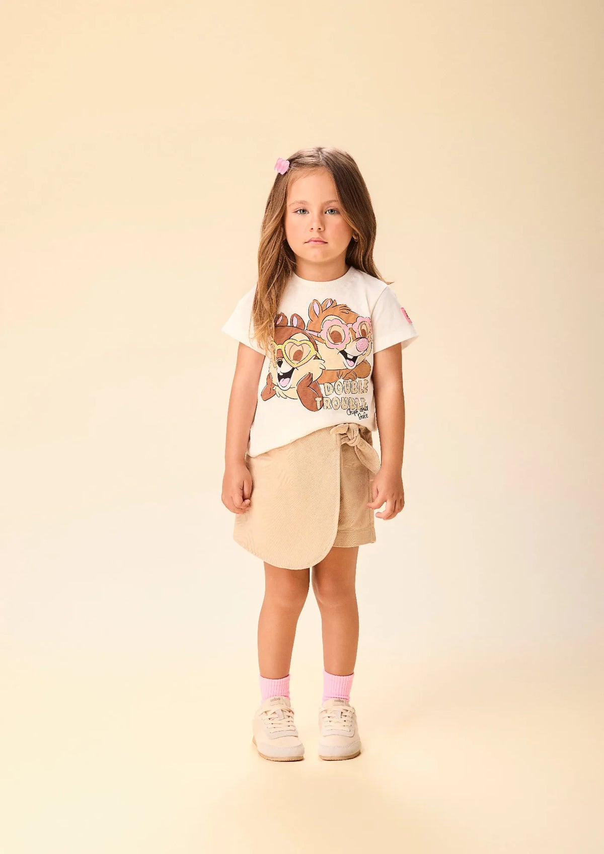 Blusa Infantil Menina Momi Branca Tico e Teco Strass Disney