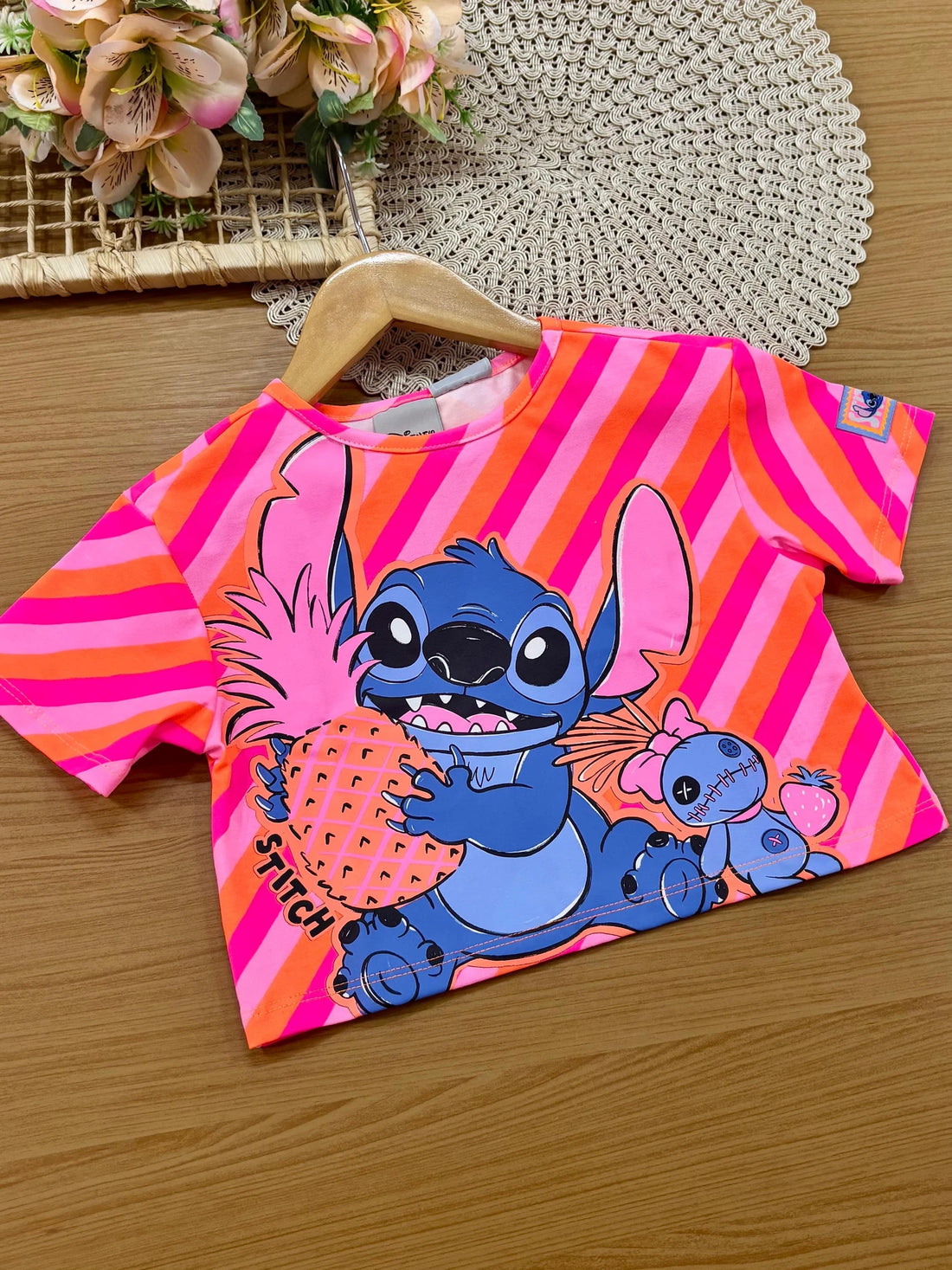Blusa Infantil Menina Bimbi Colorido Stitch Disney
