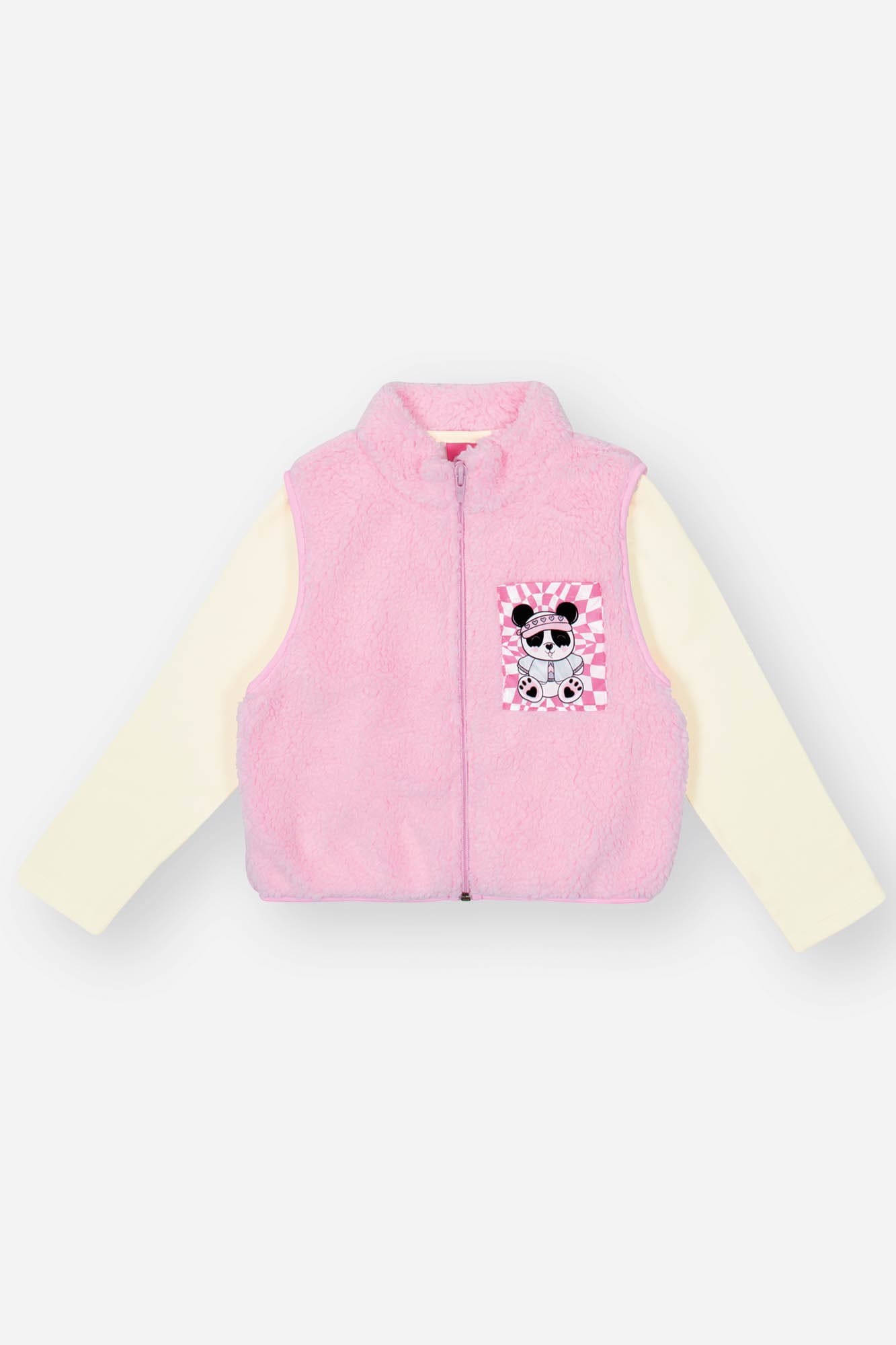 Conjunto Infantil Cinti Inverno Shorts Saia, Blusa e Colete Rosa Panda