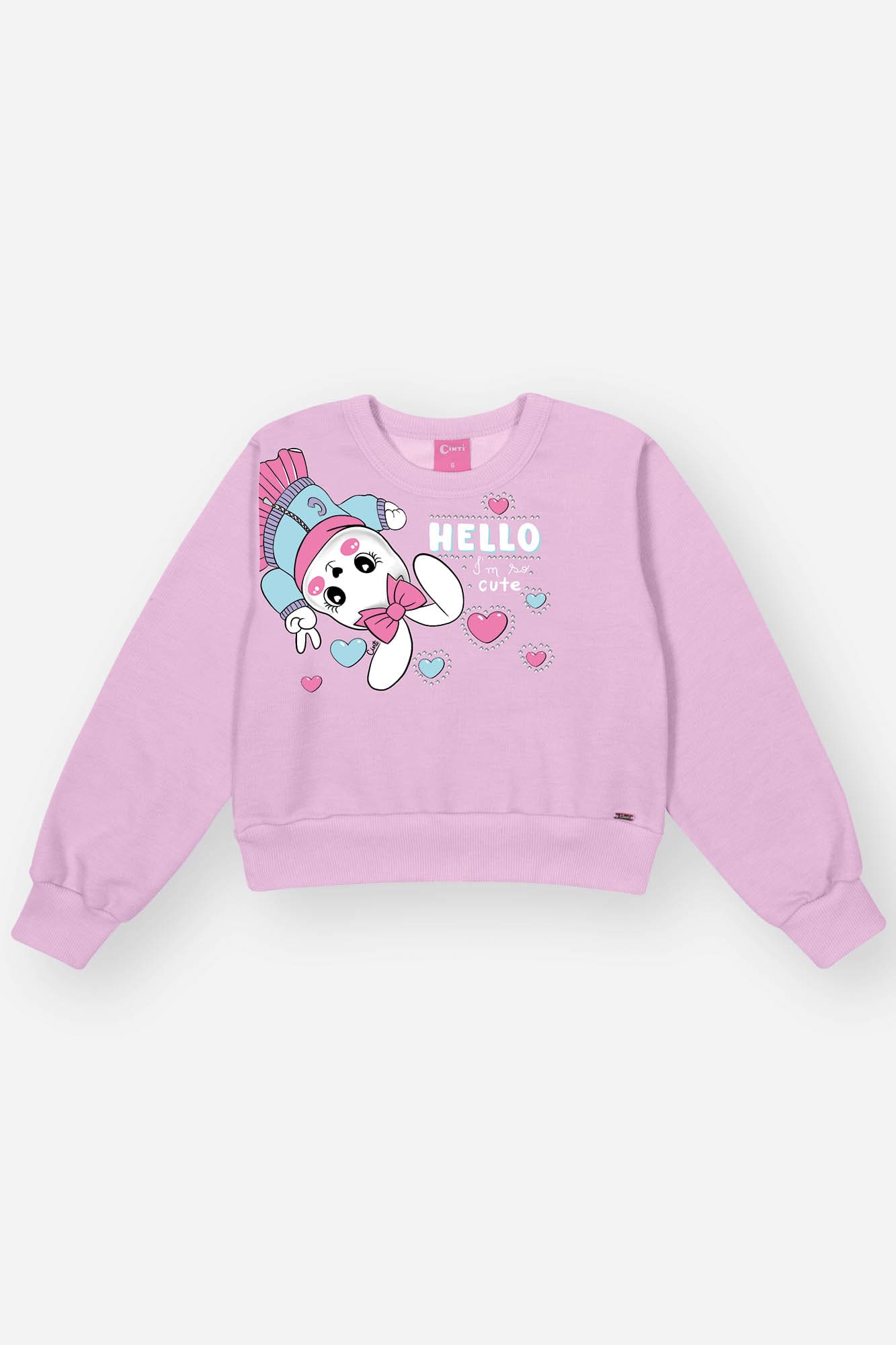 Conjunto Infantil Cinti Inverno com Calça e Casaco Lilás Coelhinha com Strass