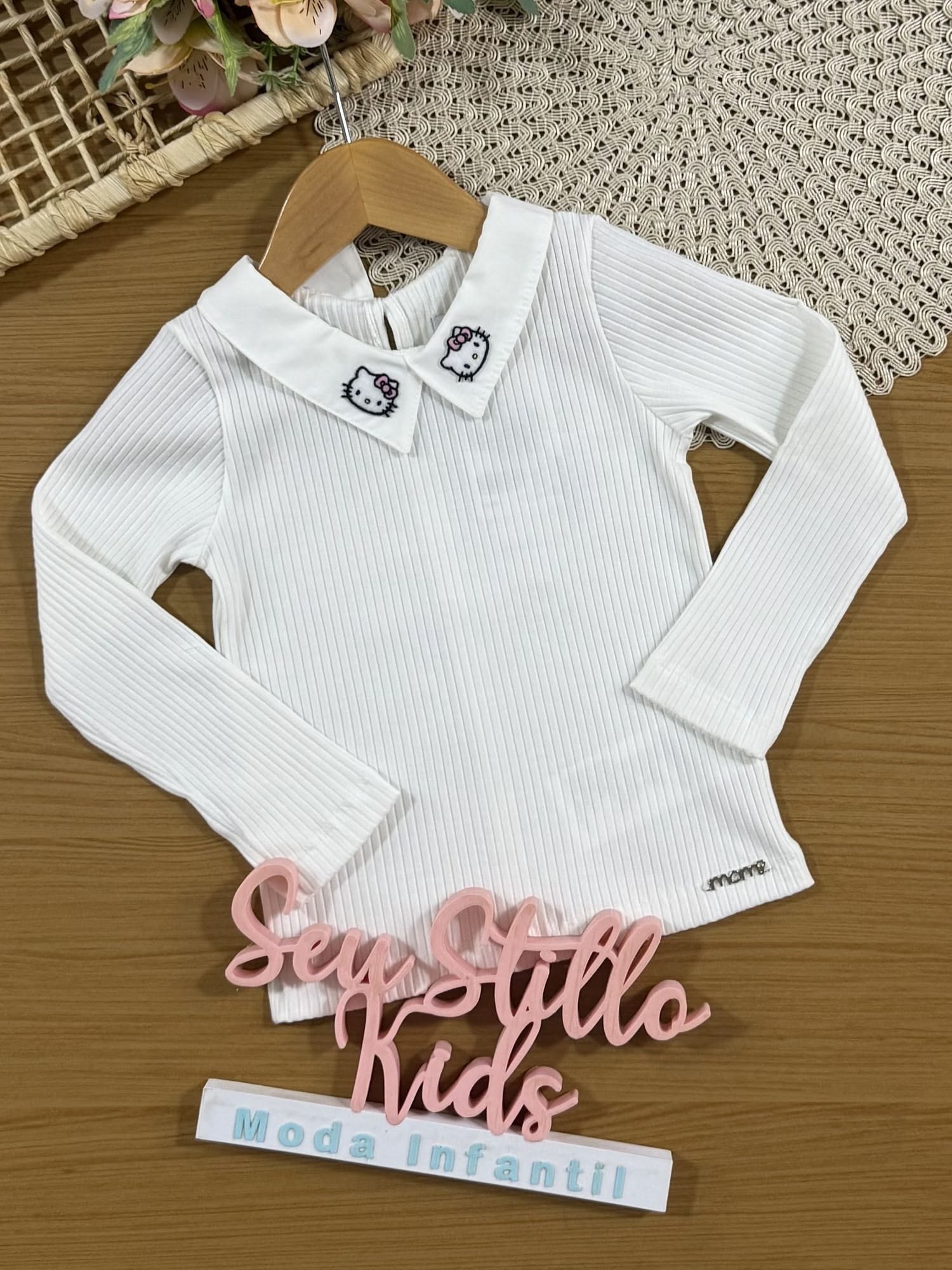 Blusa Infantil Momi Inverno Manga Longa Branca Hello Kitty