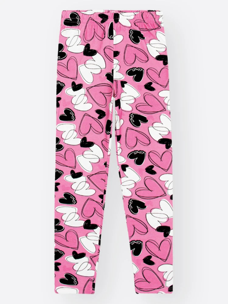 Conjunto Infantil Cinti Inverno com Calça Legging Rosa e Blusa Manga Longa Corações