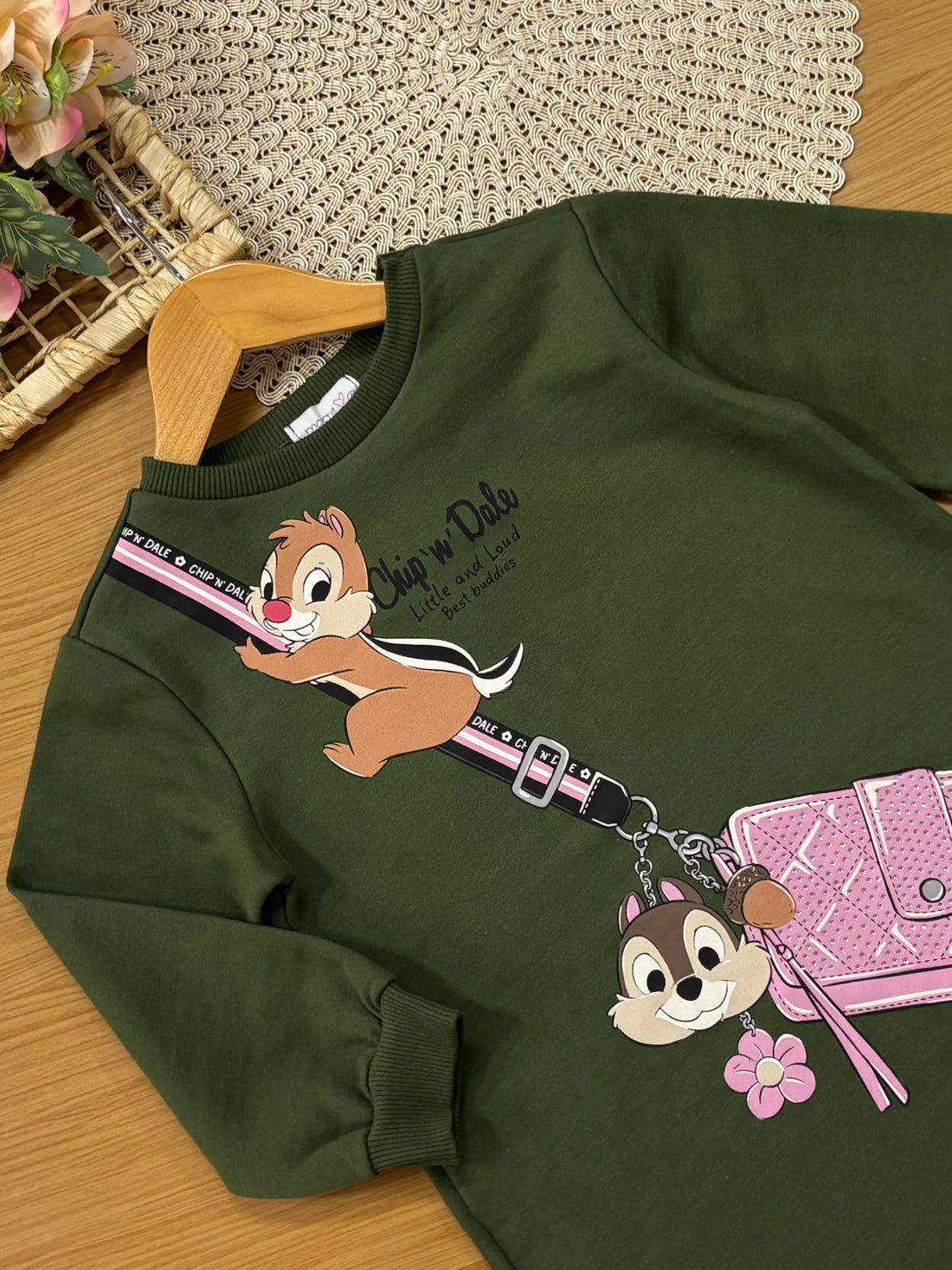 Vestido Infantil Momi Inverno Verde Tico e Teco Bolsinha 3D