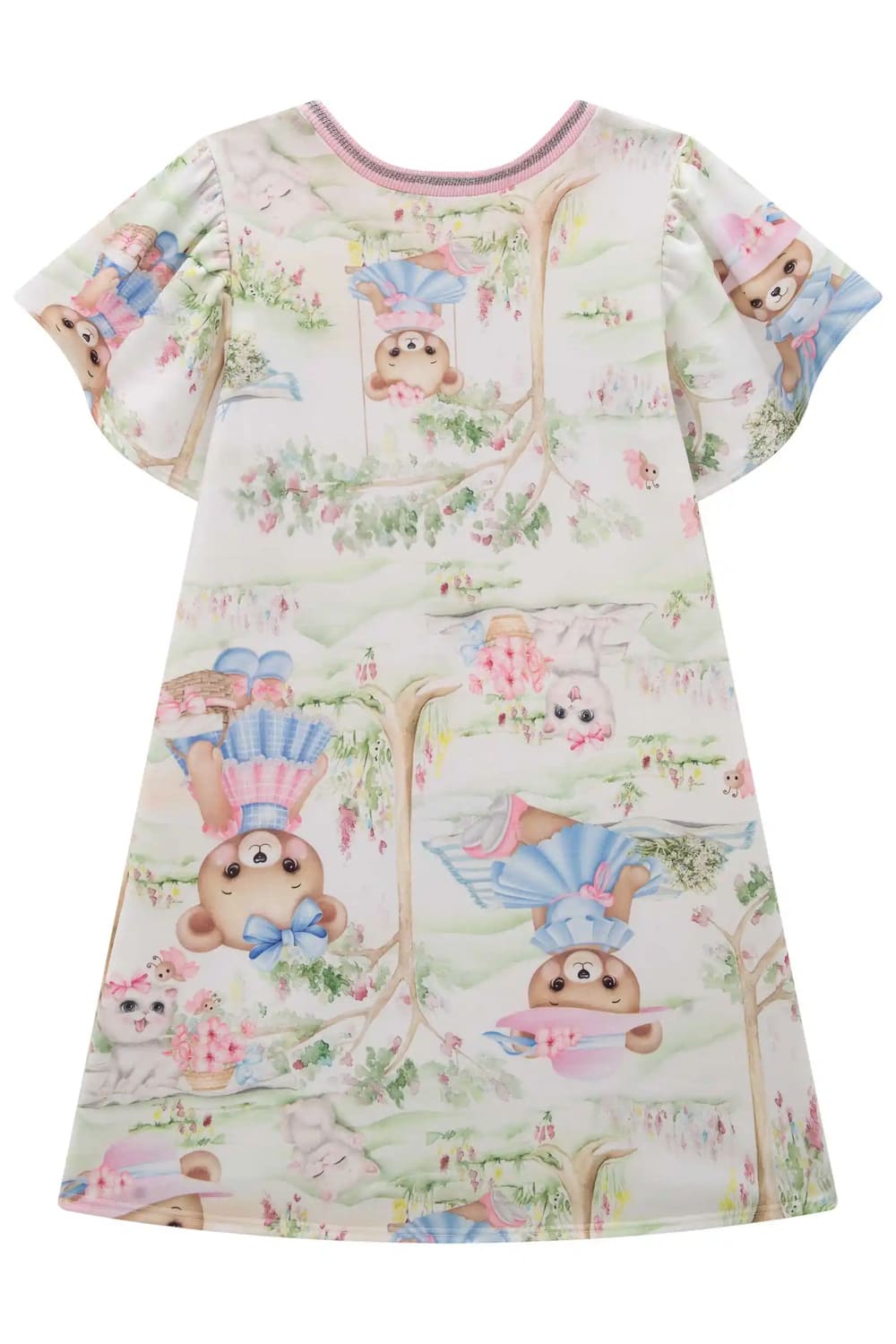 Vestido Infantil Kukie Verão Ursinha Piquenique