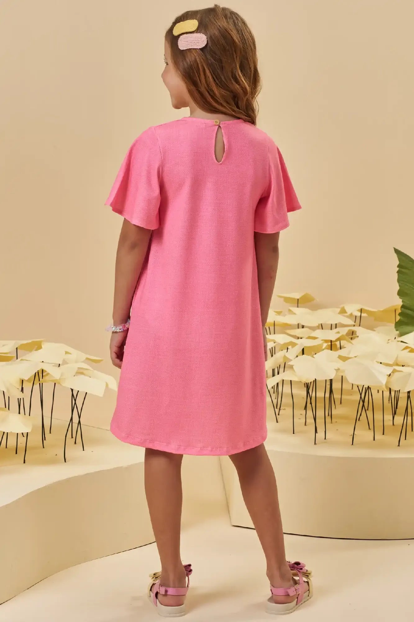 Vestido Infantil Kukiê Verão Rosa Roposinha e Ursinha