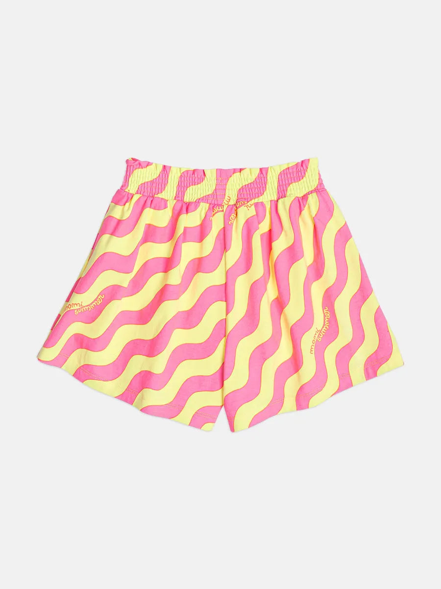 Conjunto Infantil Menina Momi Com Shorts Neon e Blusa Neon Cores