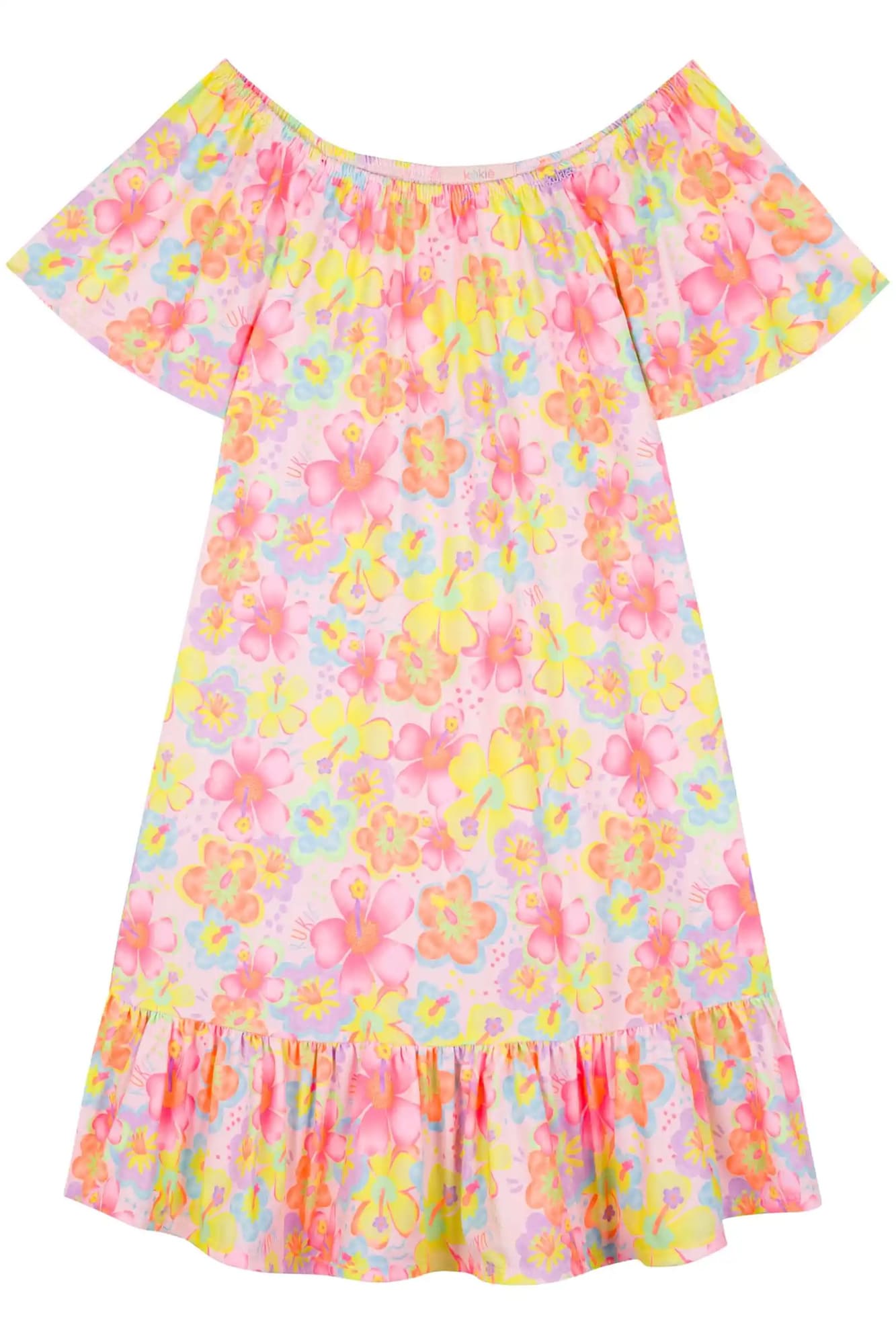Vestido Infantil Kukiê Verão Rosa Flores Coloridas