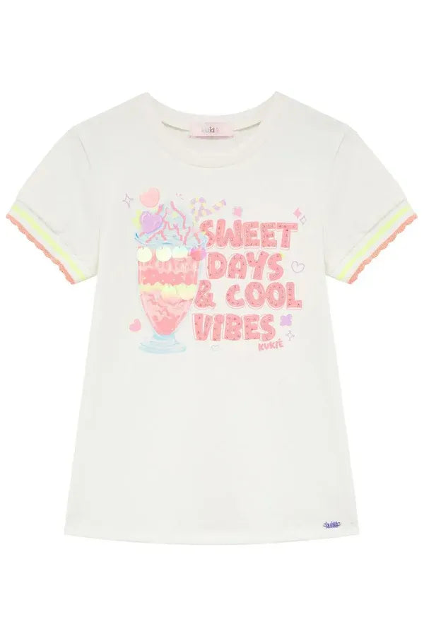 Blusa Infantil Menina Kukiê Branca Milk Shake