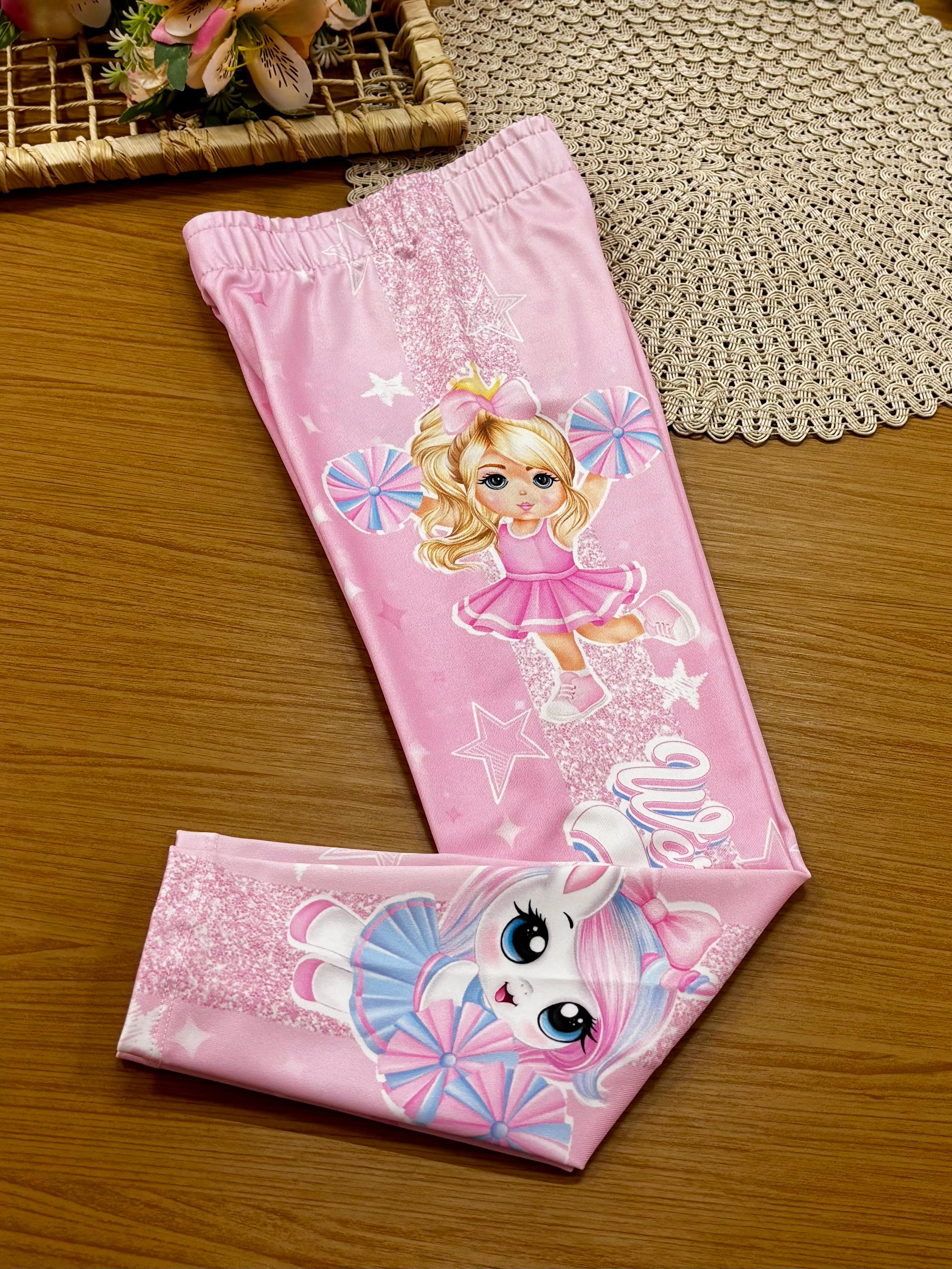 Calça Legging Infantil Cinti Rosa Líder de Torcida