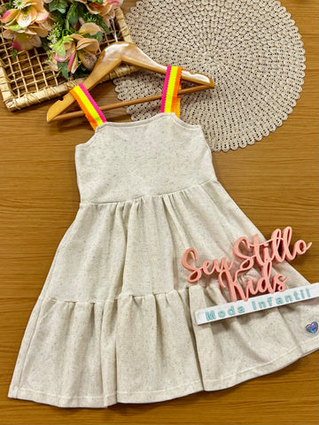 Vestido Infantil Cinti Off White Strass