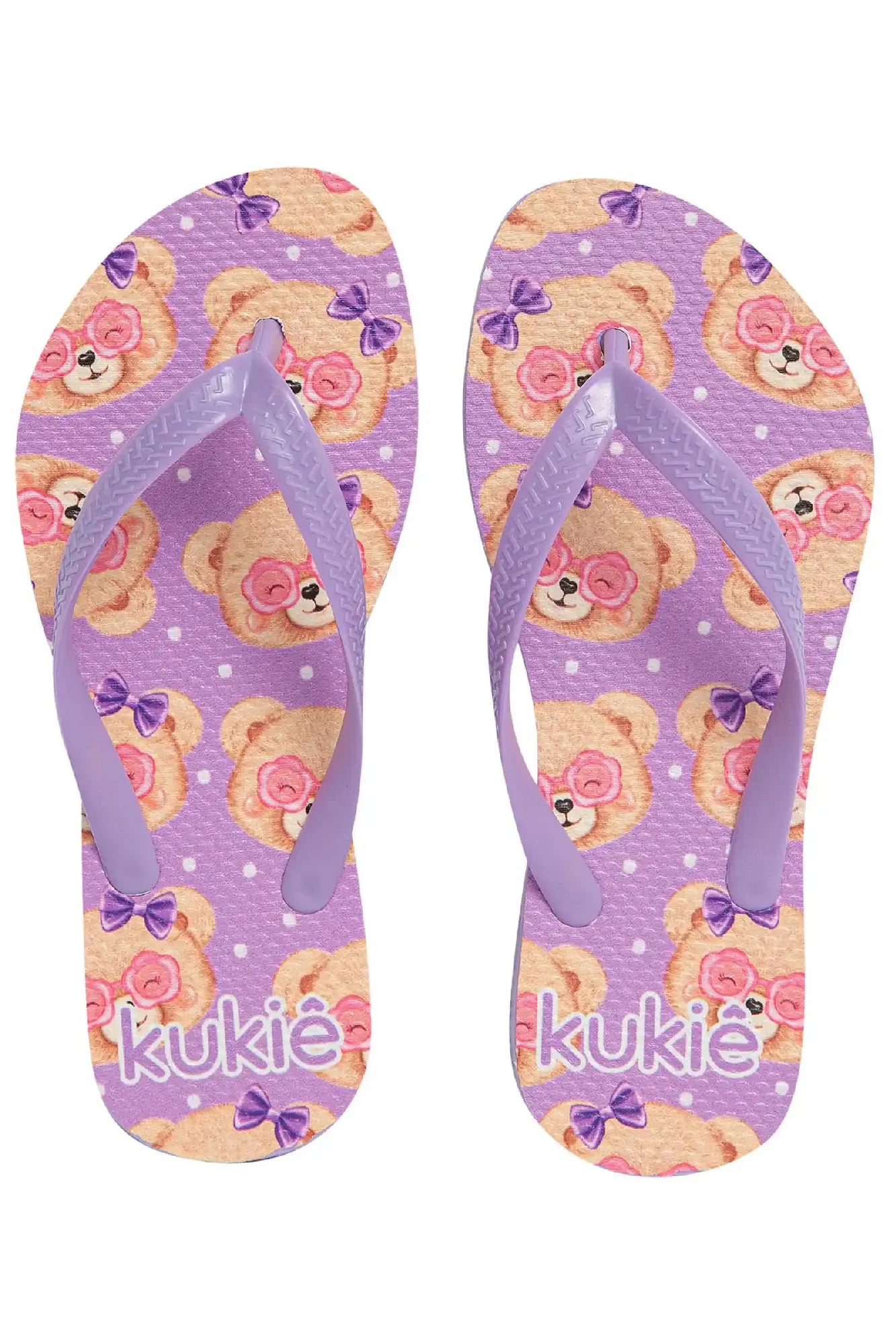 Chinelo Infantil Kukiê Lilás Ursinha com Bolsinha