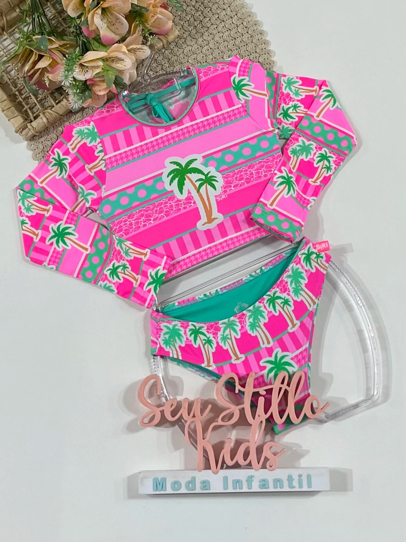 Biquíni Infantil Siri Kids Cropped Manga Rosa Lara Tropicandy 43237