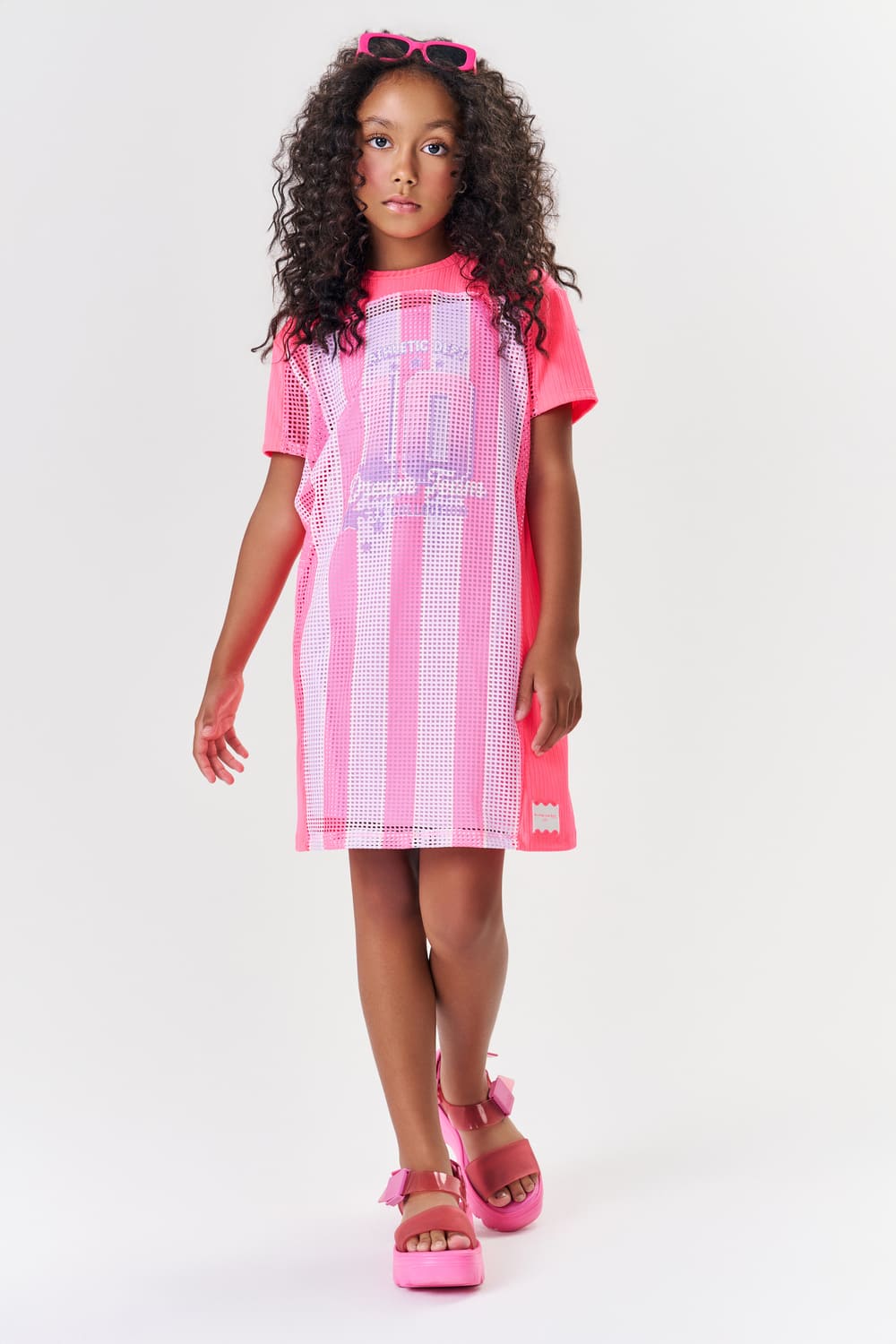 Vestido Infantil Catavento Verão Tela Neon