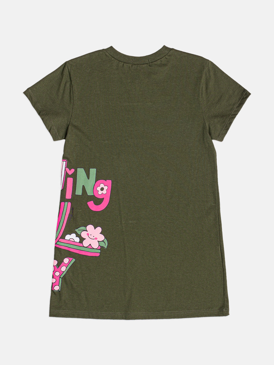 Vestido Infantil Bimbi Inverno Verde Florzinha