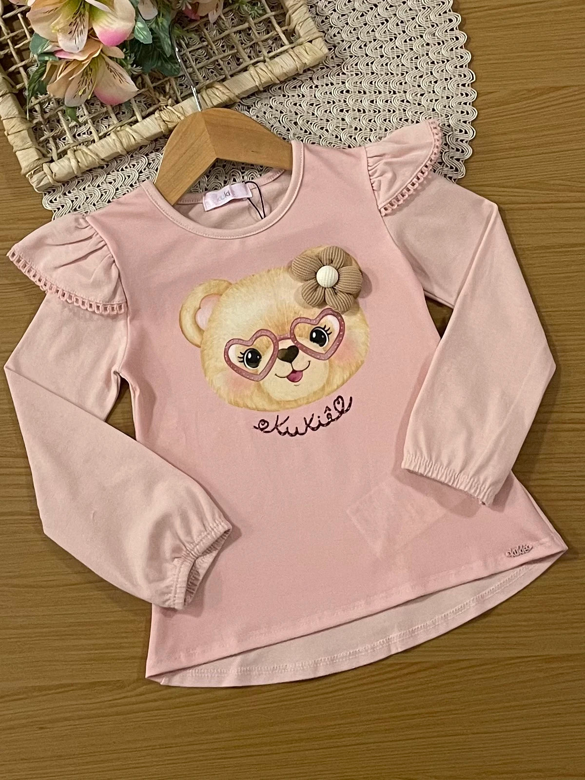 Conjunto Infantil Kukiê Inverno com Shorts e Blusa Manga Longa Ursinha