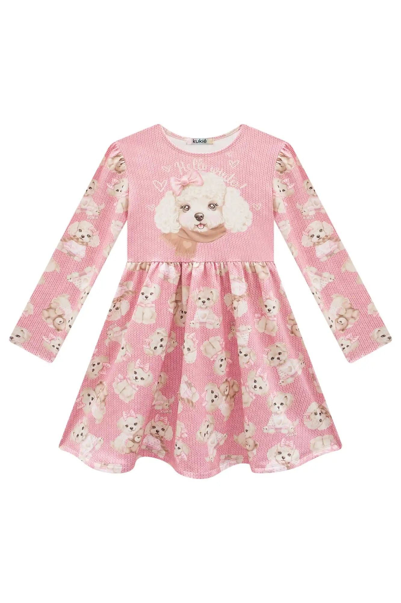 Vestido Infantil Kukie Inverno Rosa Cachorrinha