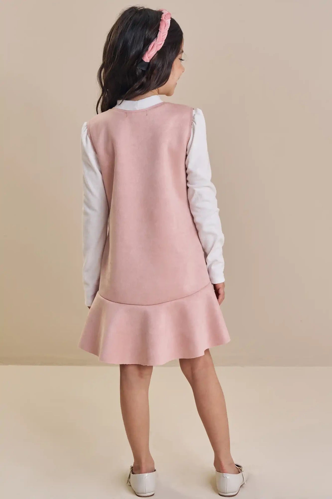Vestido Infantil Kukiê Inverno Rosa com Blusa Manga Longa