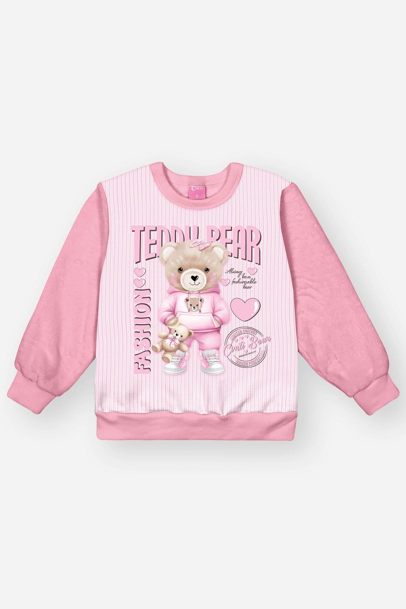 Casaco Infantil Cinti Inverno Rosa Ursinha com Strass