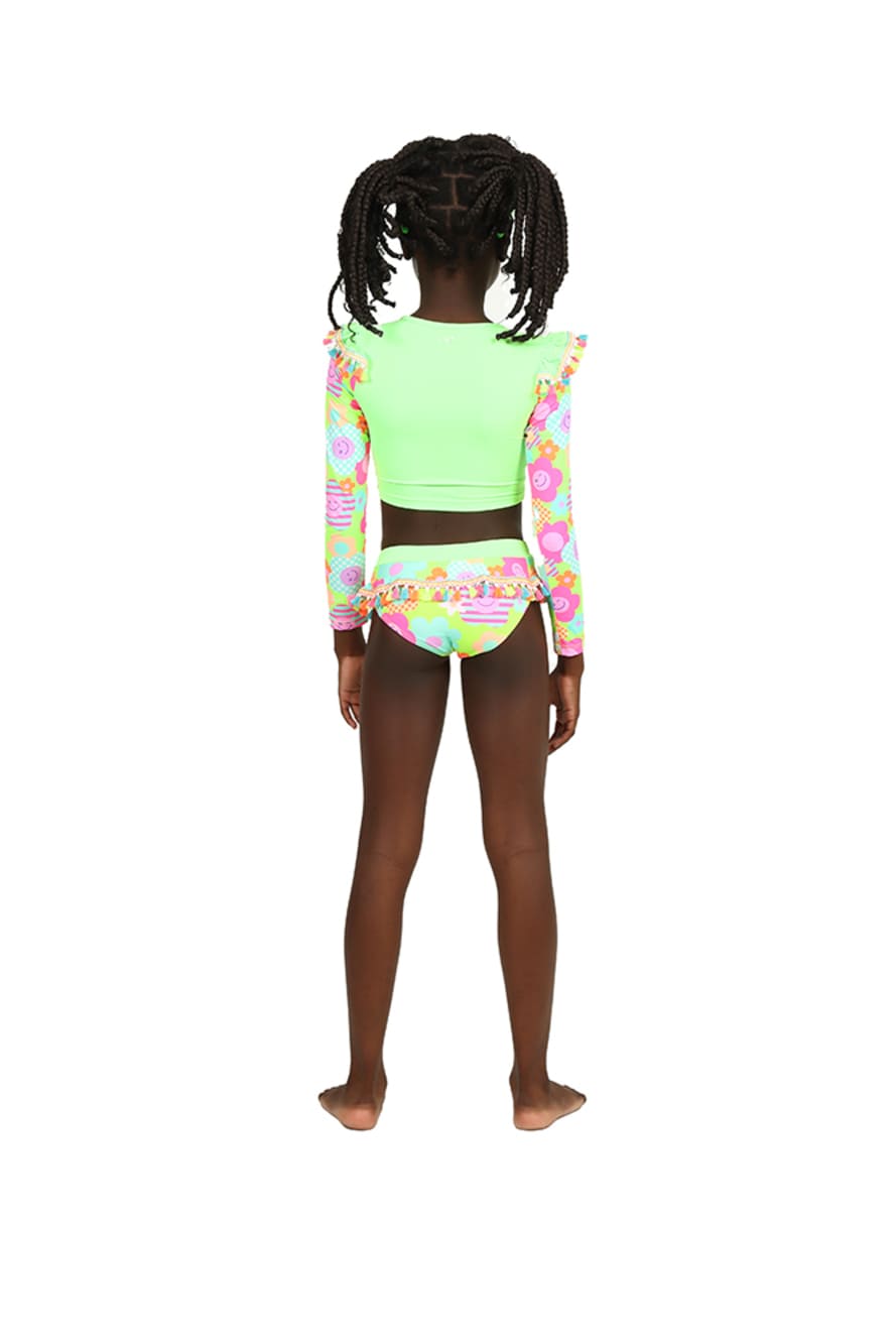 Biquíni Infantil Siri Kids com Cropped Manga Longa Verde Florzinha 39194