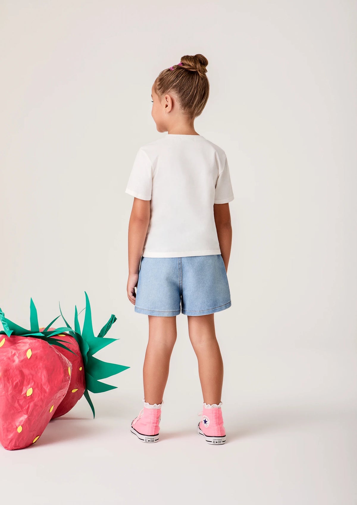 Blusa Infantil Menina Bimbi Branca Moranguinho Coração