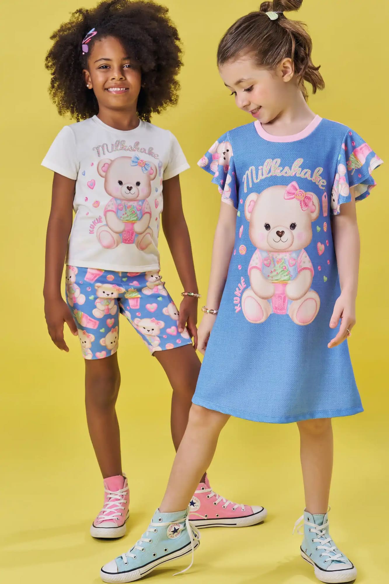 Blusa Infantil Kukiê Verão com Strass Branco Ursinha