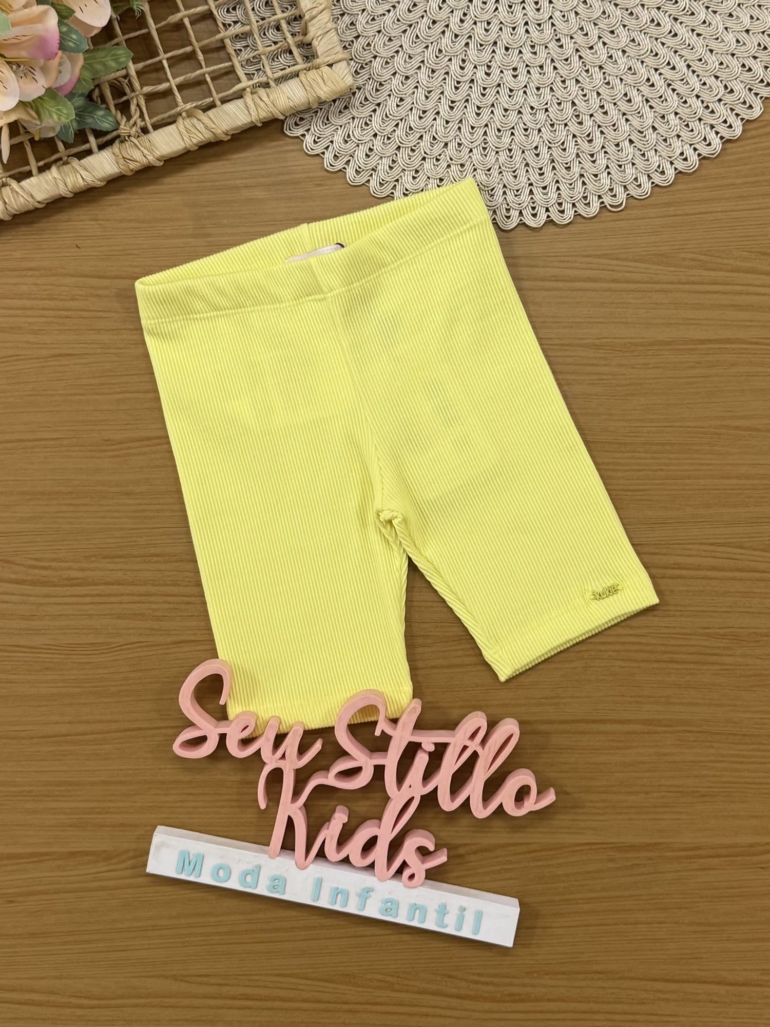 Shorts Infantil Kukiê Verão Ciclista Amarelo