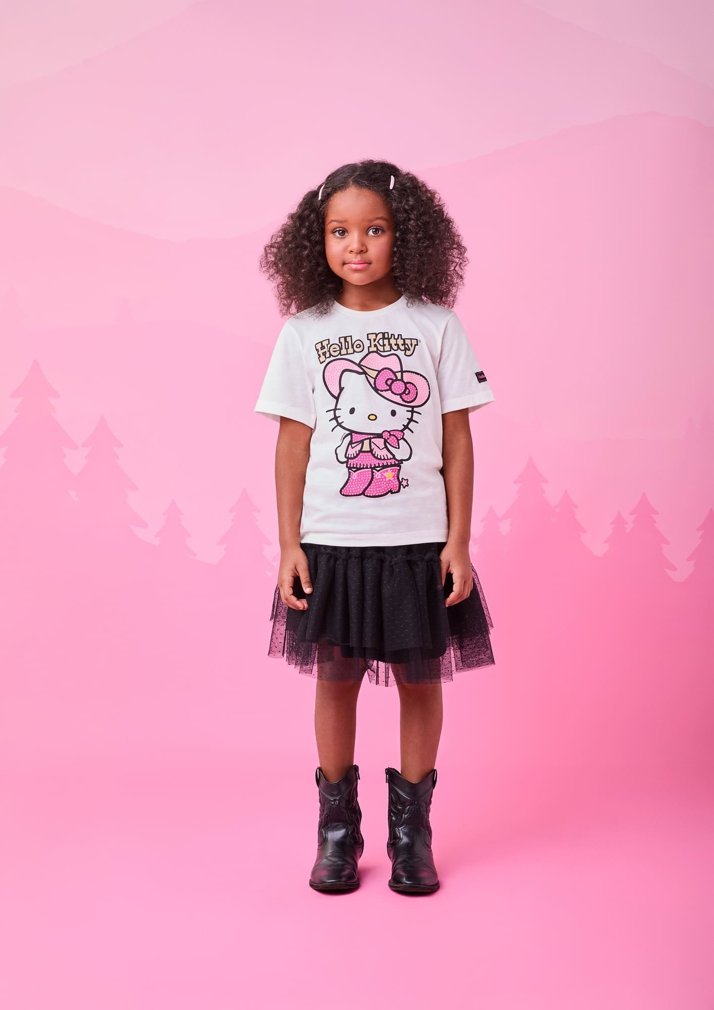 Blusa Infantil Momi Inverno Manga Curta Branco com Strass Hello Kitty