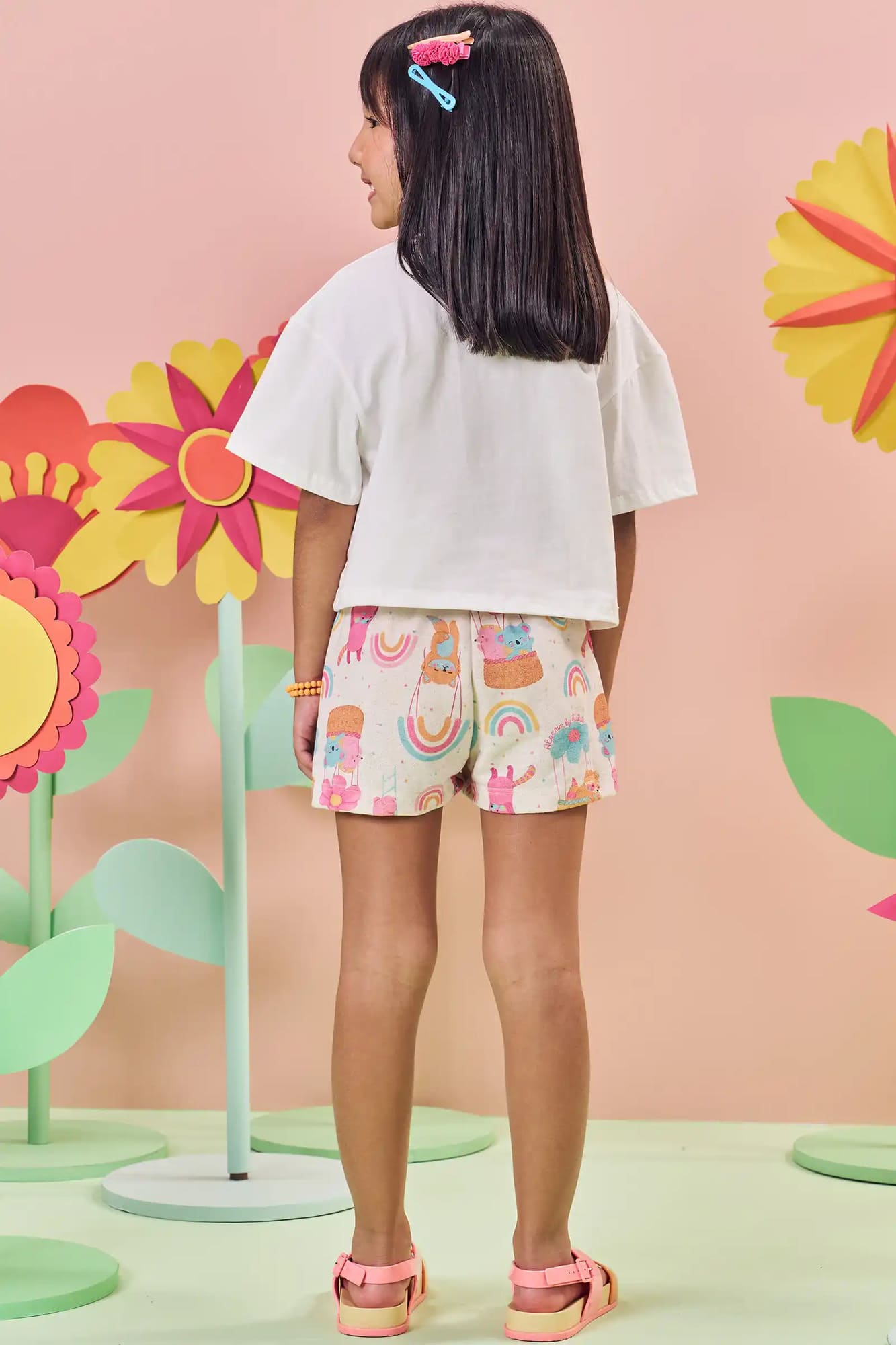 Conjunto Infantil Kukiê Short com Blusa Branca Alecrim Feliz