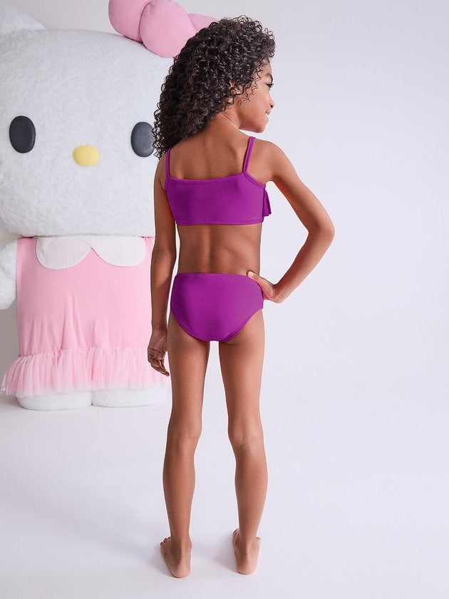 Biquíni Infantil Momi Roxo com Babado Hello Kitty
