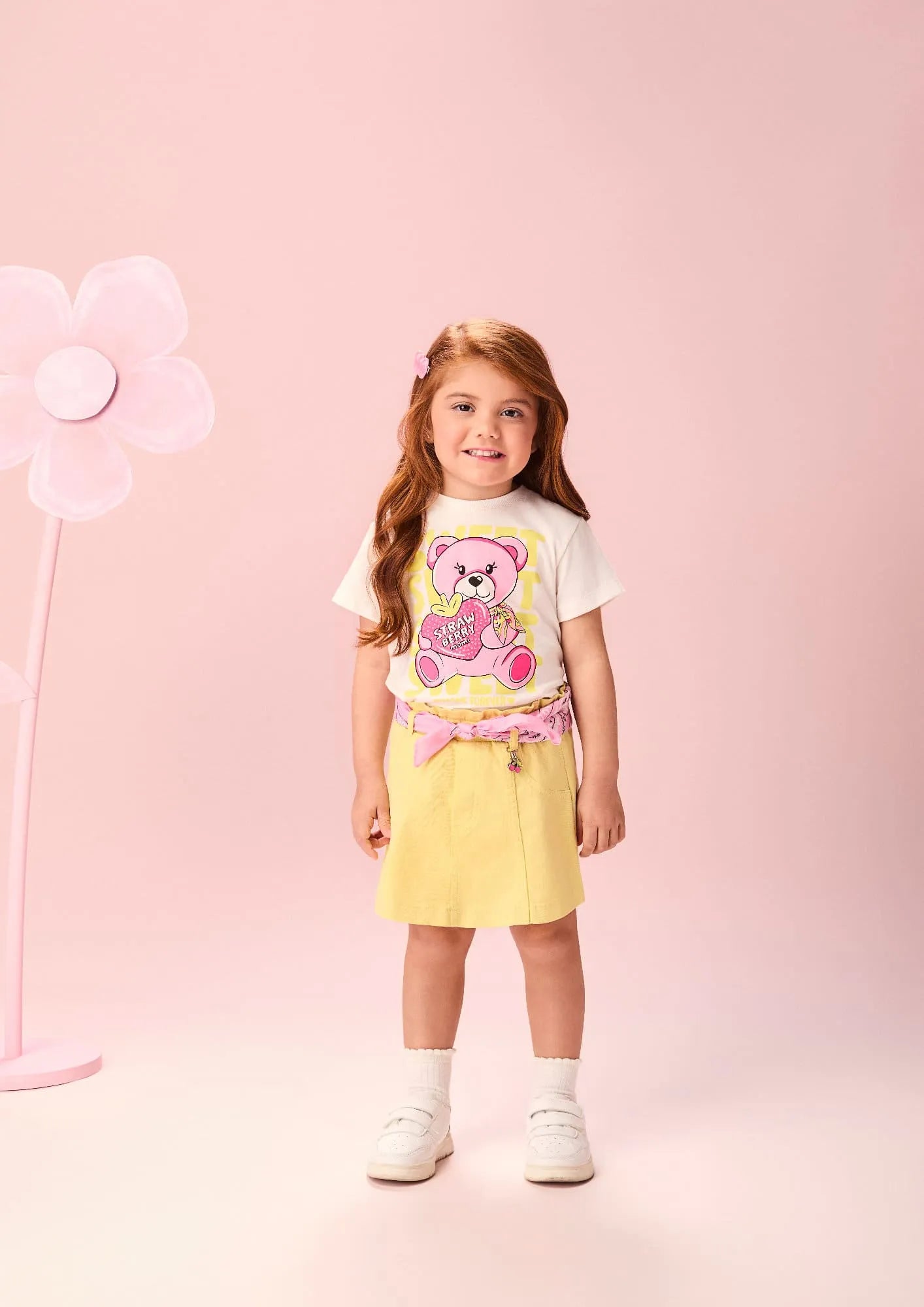 Blusa Infantil Momi Menina Branca Ursinha Love