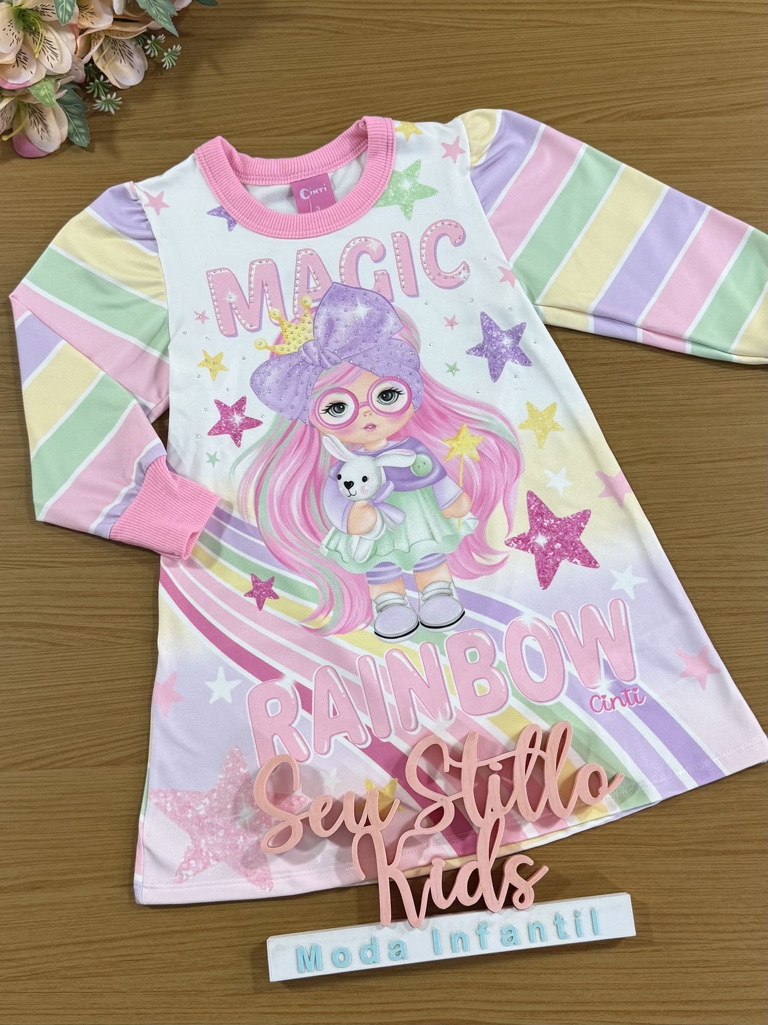 Vestido Infantil Cinti Inverno Branco Magic com Strass