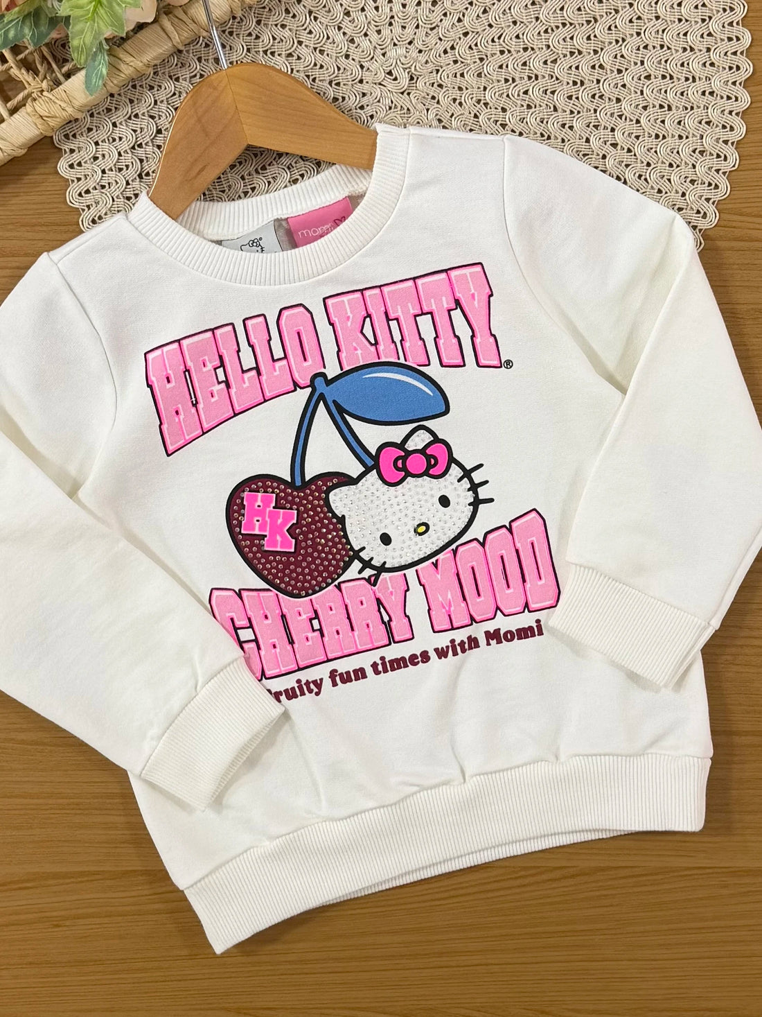 Conjunto Infantil Momi Inverno com Calça Legging Rosa e Moletom sem Flanela Hello Kitty Cherry