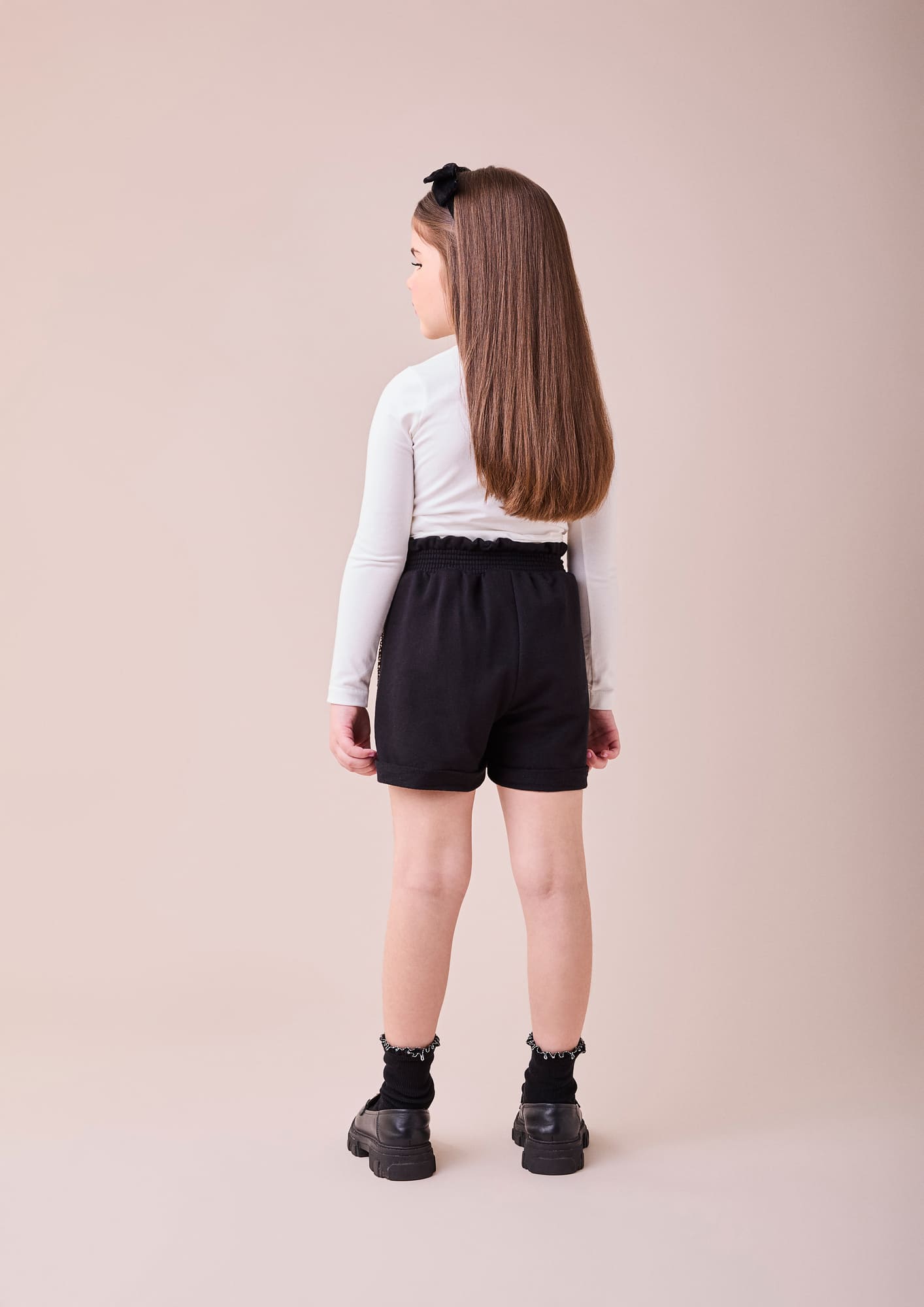 Conjunto Infantil Momi Inverno Shorts Paetê e Blusa Manga Longa Laço