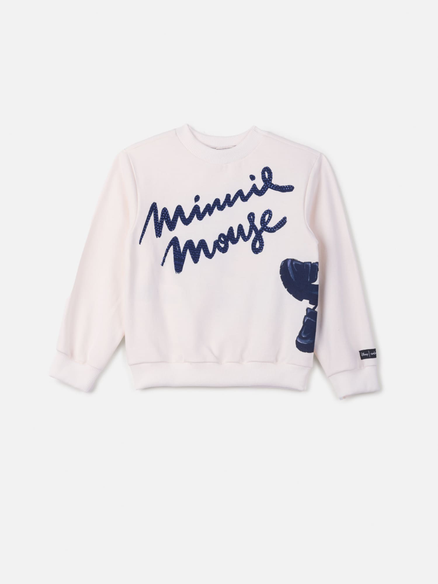 Casaco Infantil Animê Inverno Off White Minnie Mouse com Strass Disney
