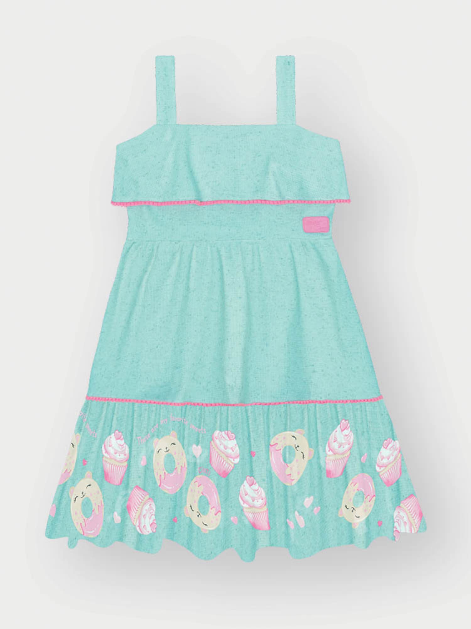 Vestido Infantil Cinti Verão Azul Donuts