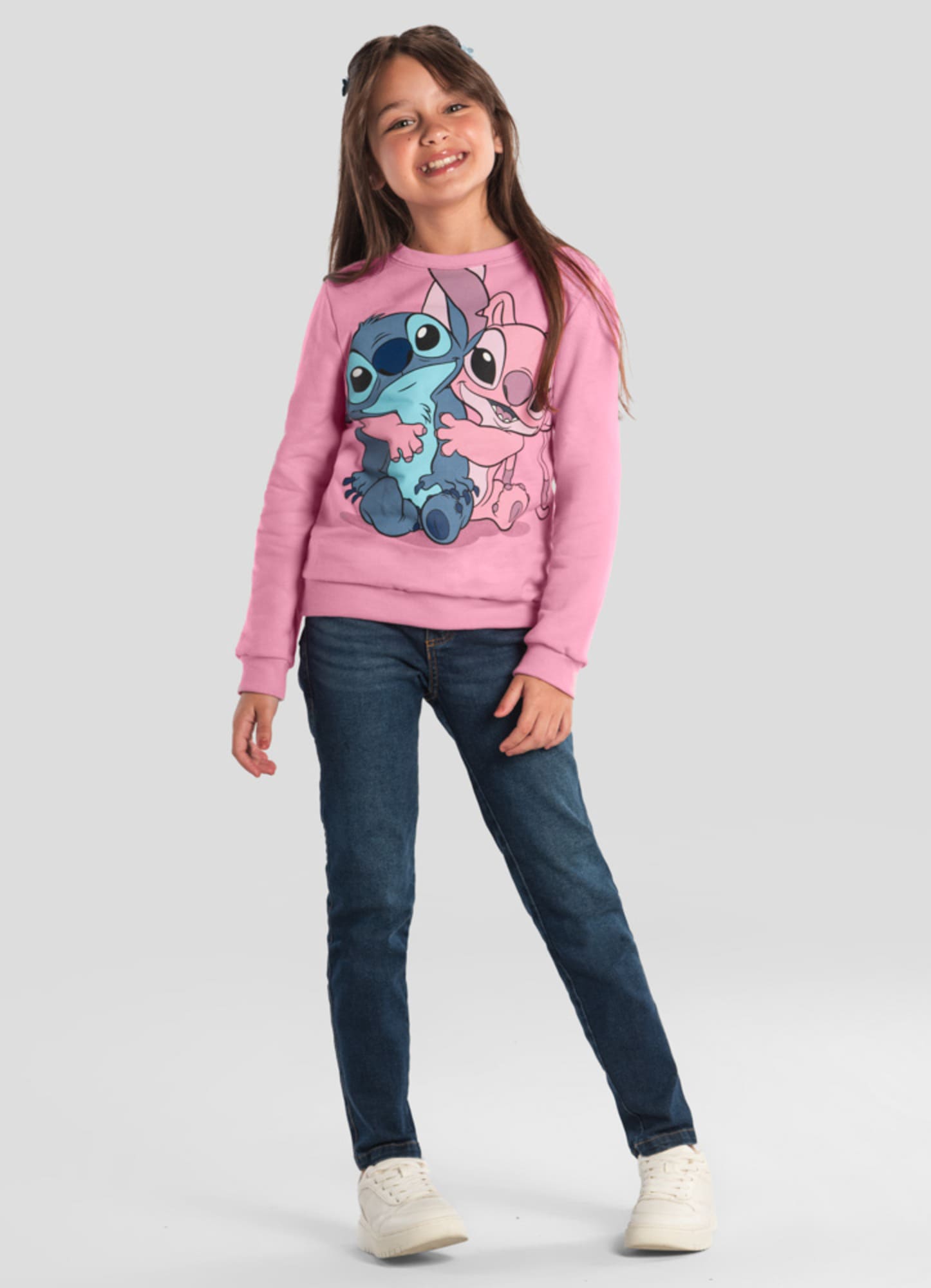 Moletom Infantil Stitch Rosa Flanelado Disney Brandili