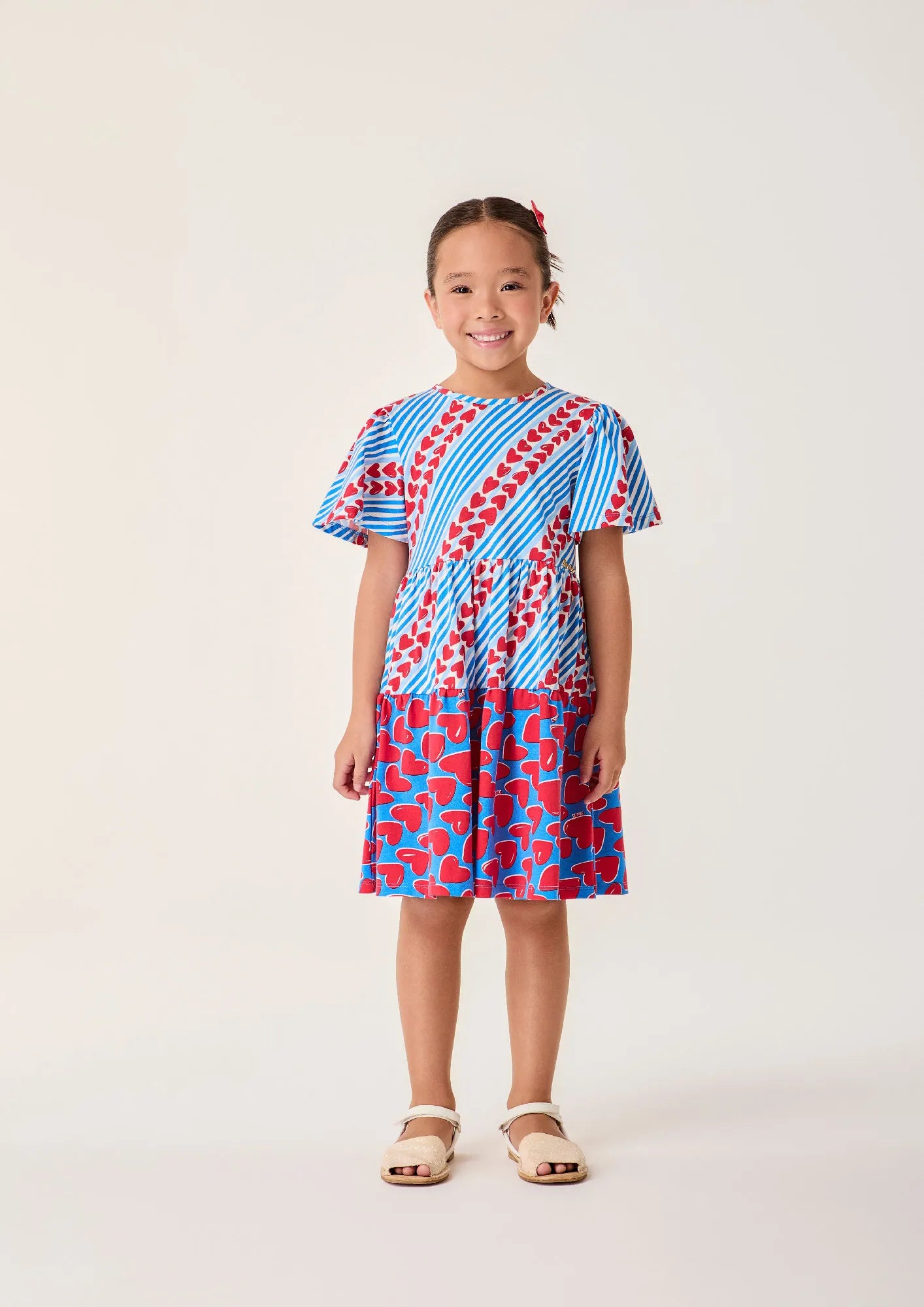 Vestido Infantil Bimbi Azul Corações