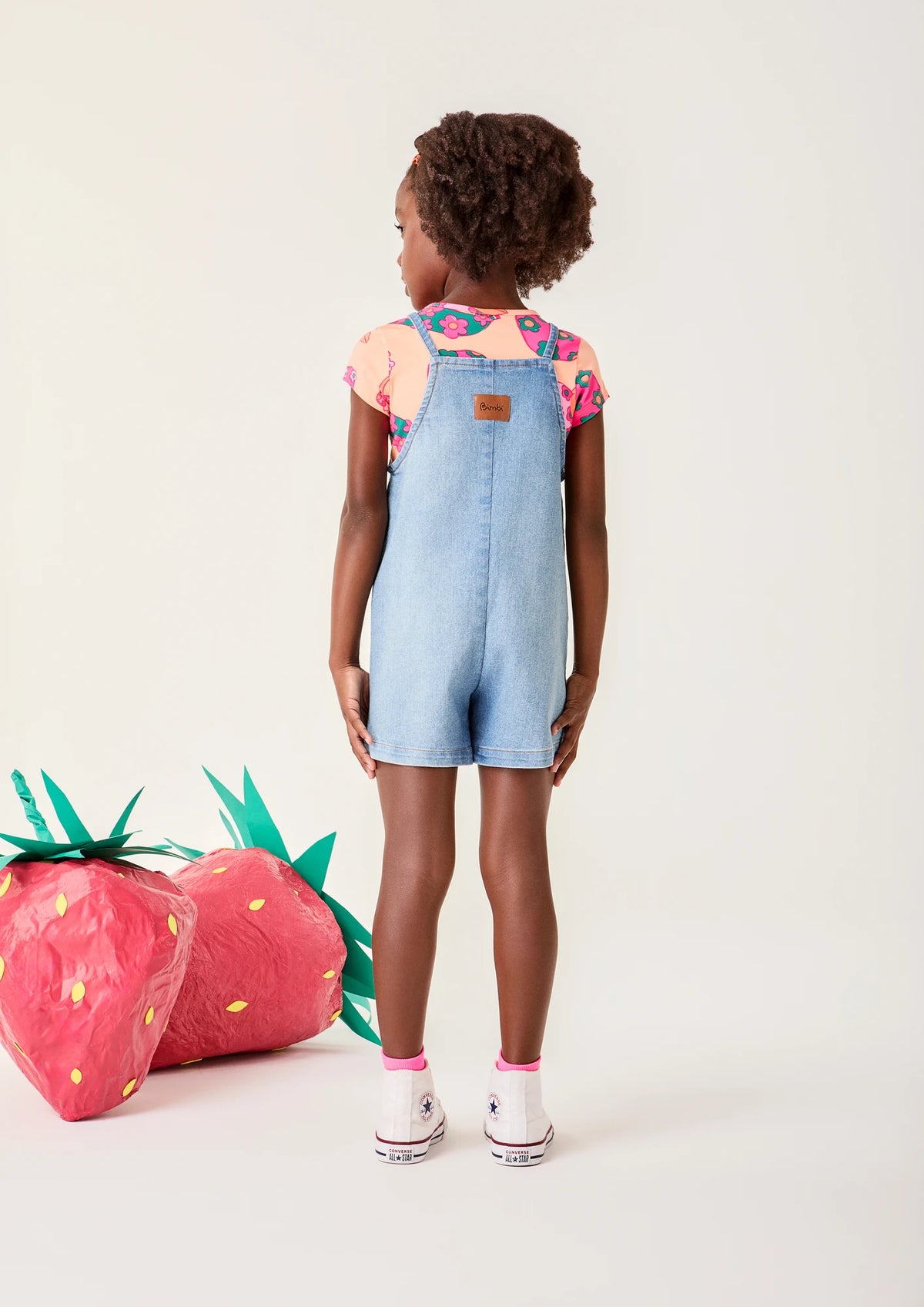 Blusa Infantil Menina Bimbi Laranja Frutinhas Floral